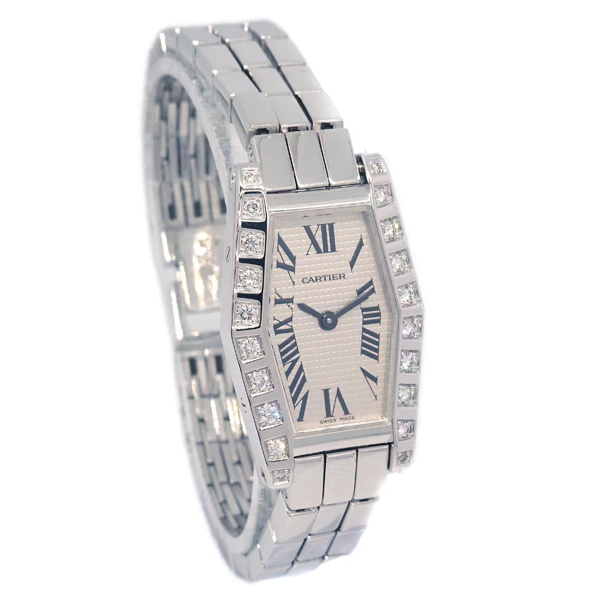 Cartier Lanieres Tonneau Quartz Watch Ref.2560 18KWG Diamond