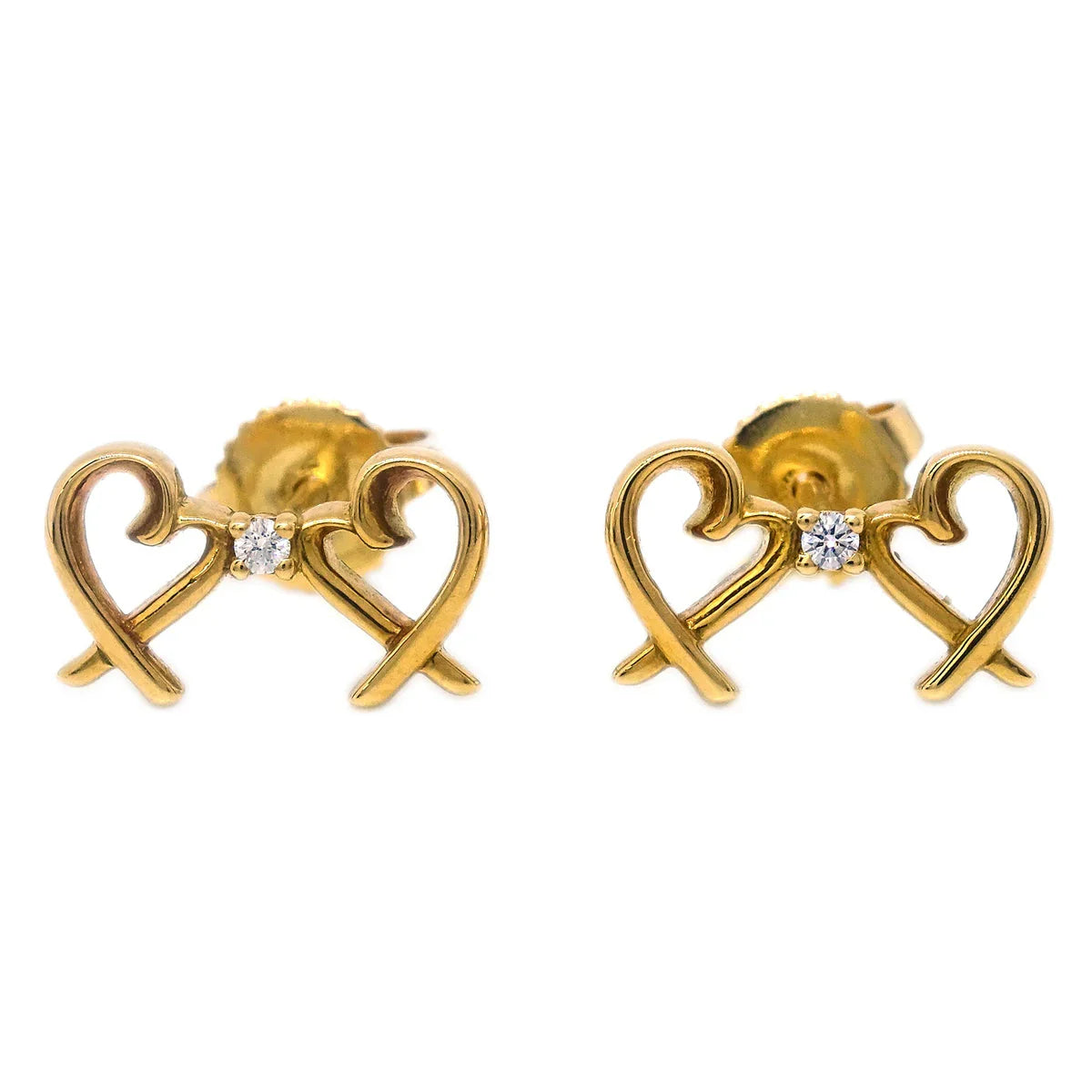Tiffany & Co. Double Loving Heart Piercing Earrings Au750 Diamond