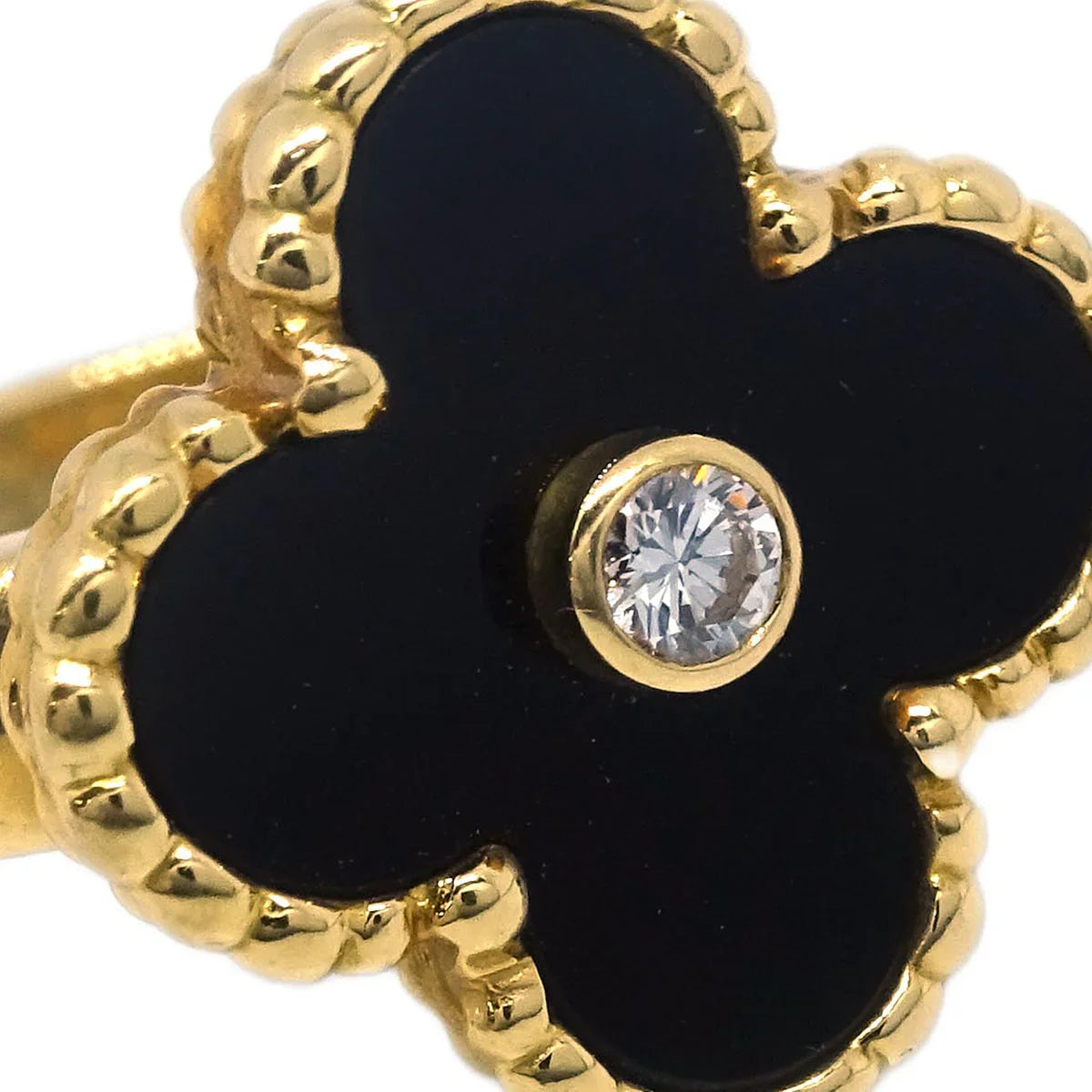 Van Cleef & Arpels Alhambra Ring 750 Onyx Diamond #49 #9