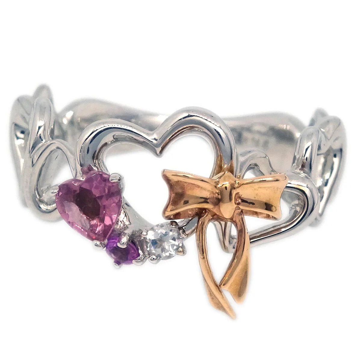 Ring 18KWG K18 Sapphire Diamond Silver #52