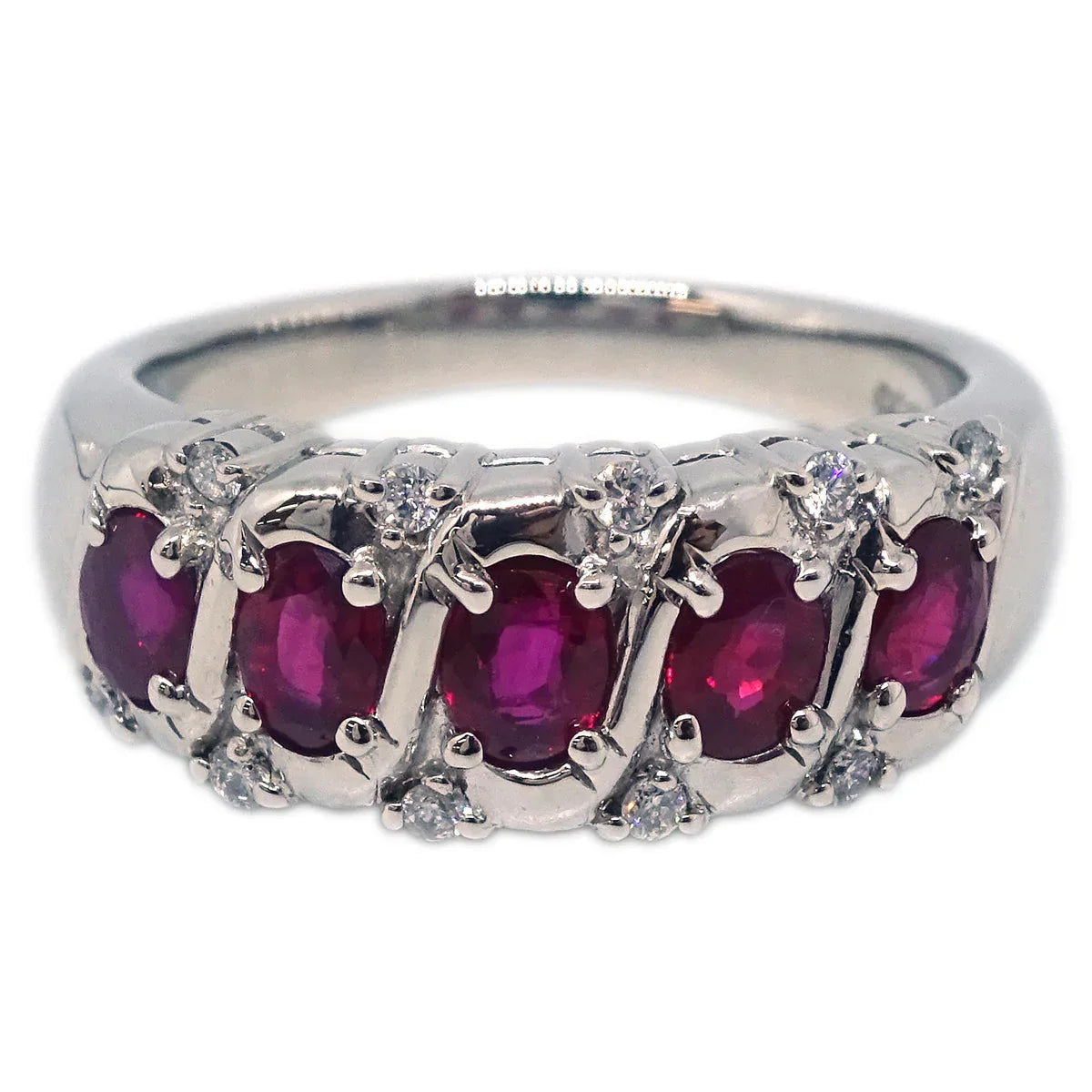 Ring PT900 Diamond Ruby Silver #51 #11
