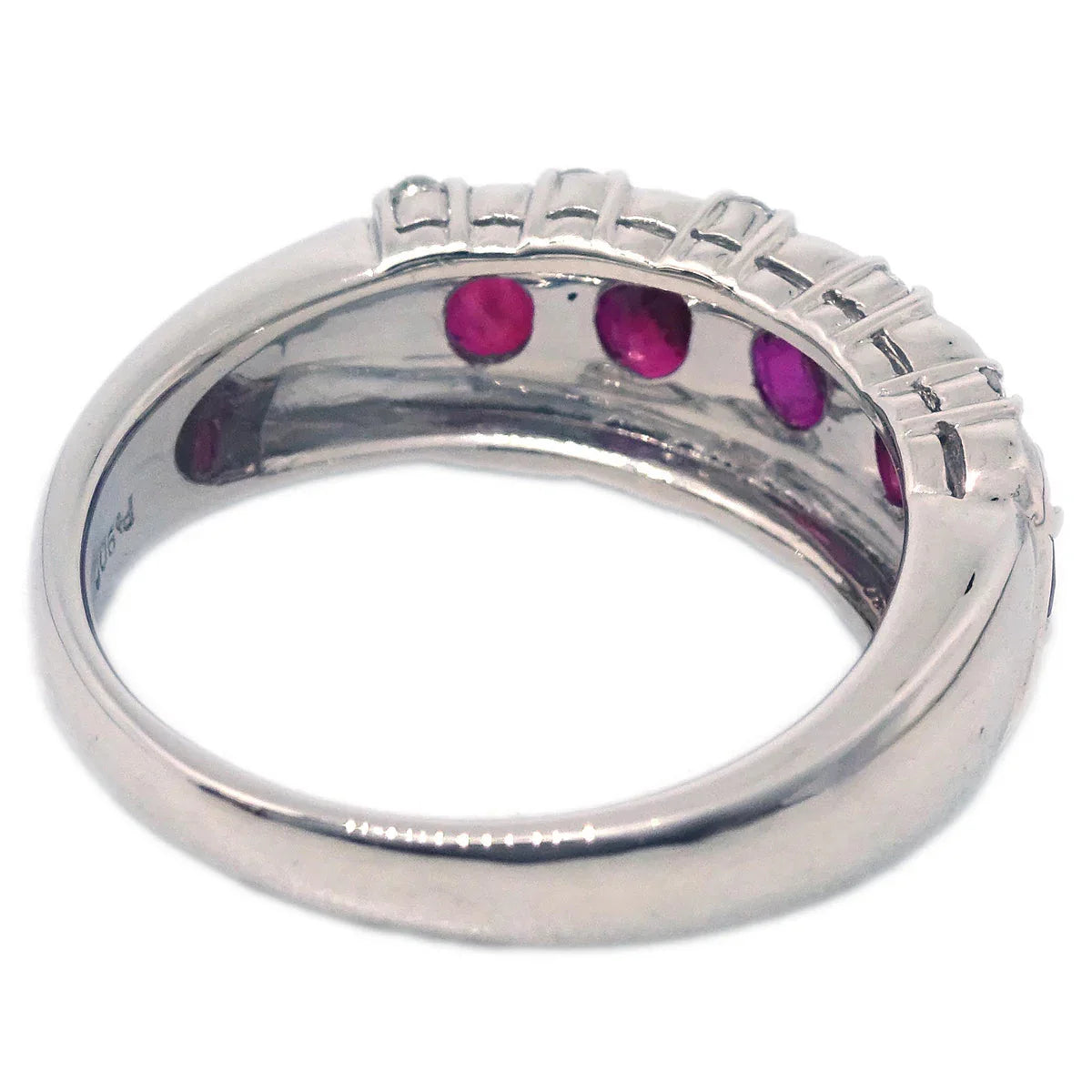 Ring PT900 Diamond Ruby Silver #51 #11