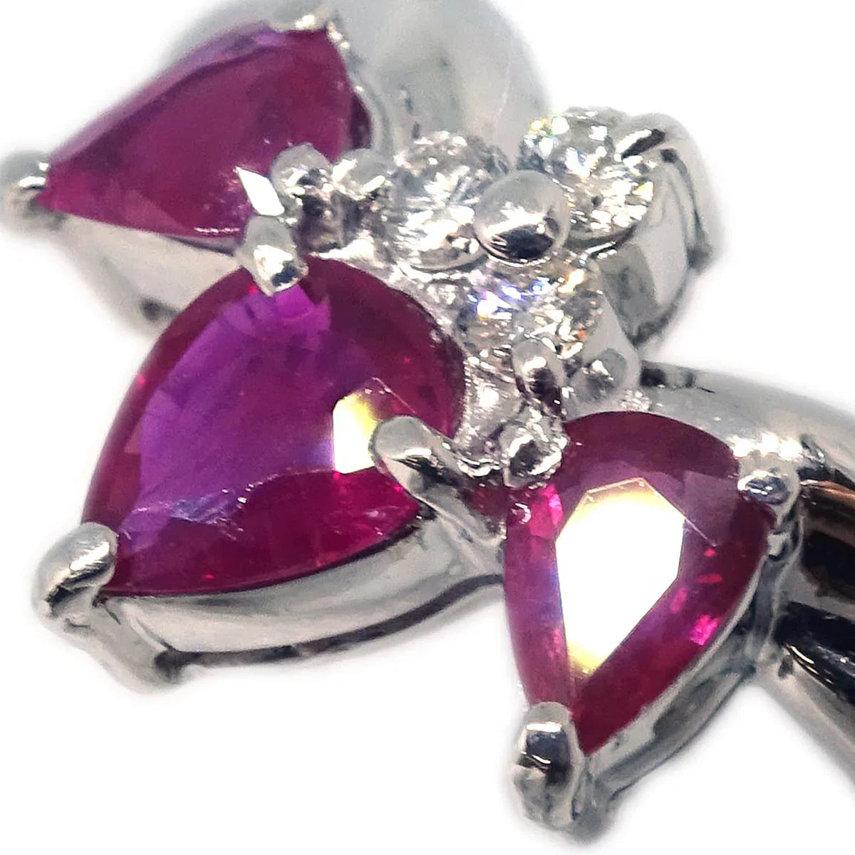 Ring PT900 Ruby Diamond Silver #51 #11