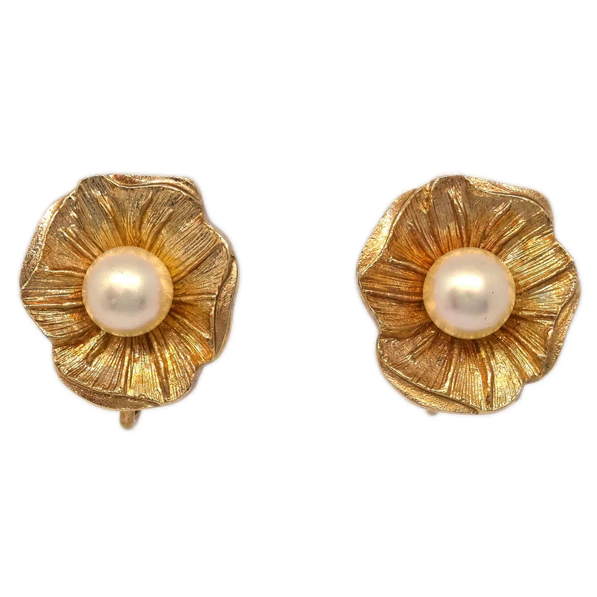 Christian Dior Flower Earrings Clip-On Costume Pearl