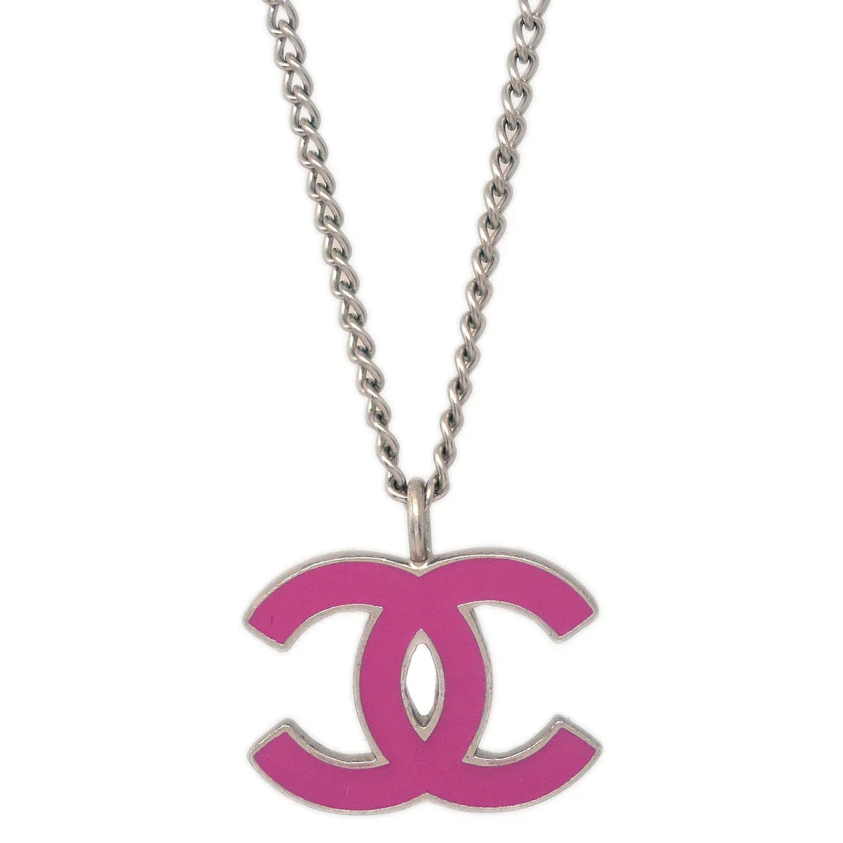Chanel CC Chain Necklace Pendant Pink 04P