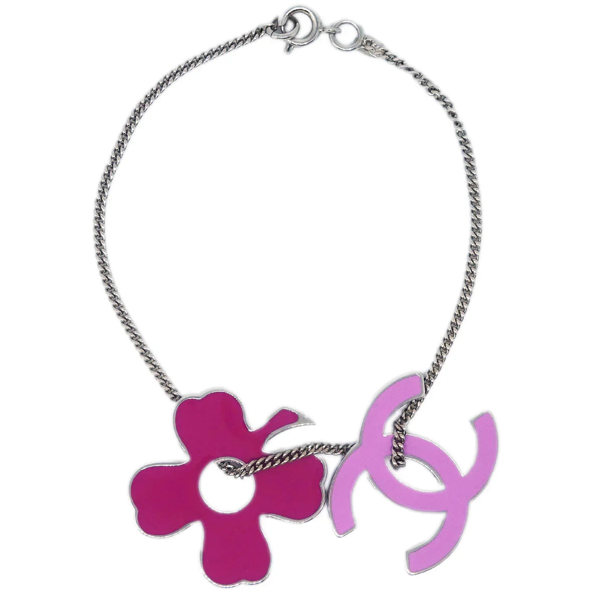 Chanel Silver CC Clover Chain Bracelet 04P