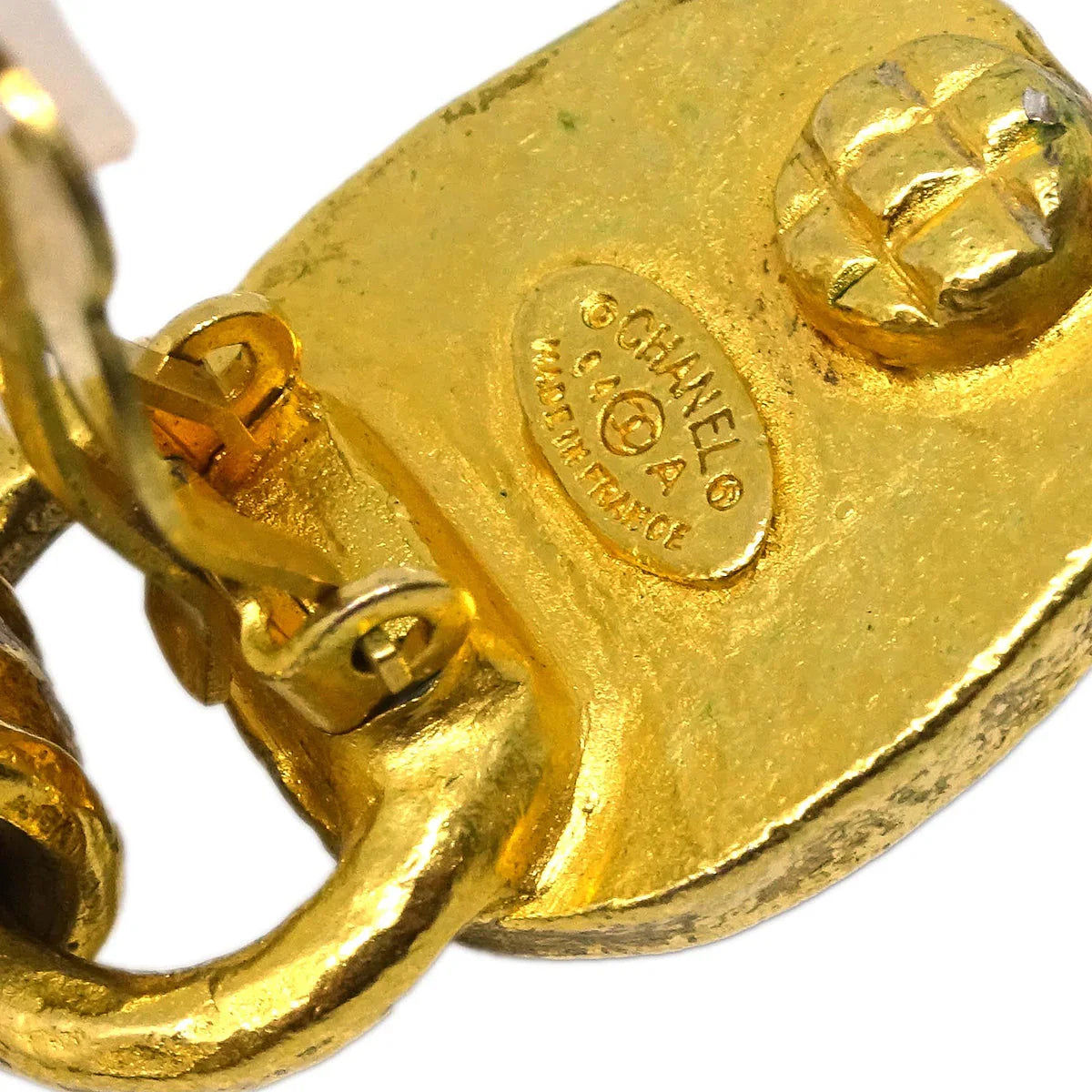 Chanel Gripoix Bell Dangle Earrings Clip-On Gold 94A