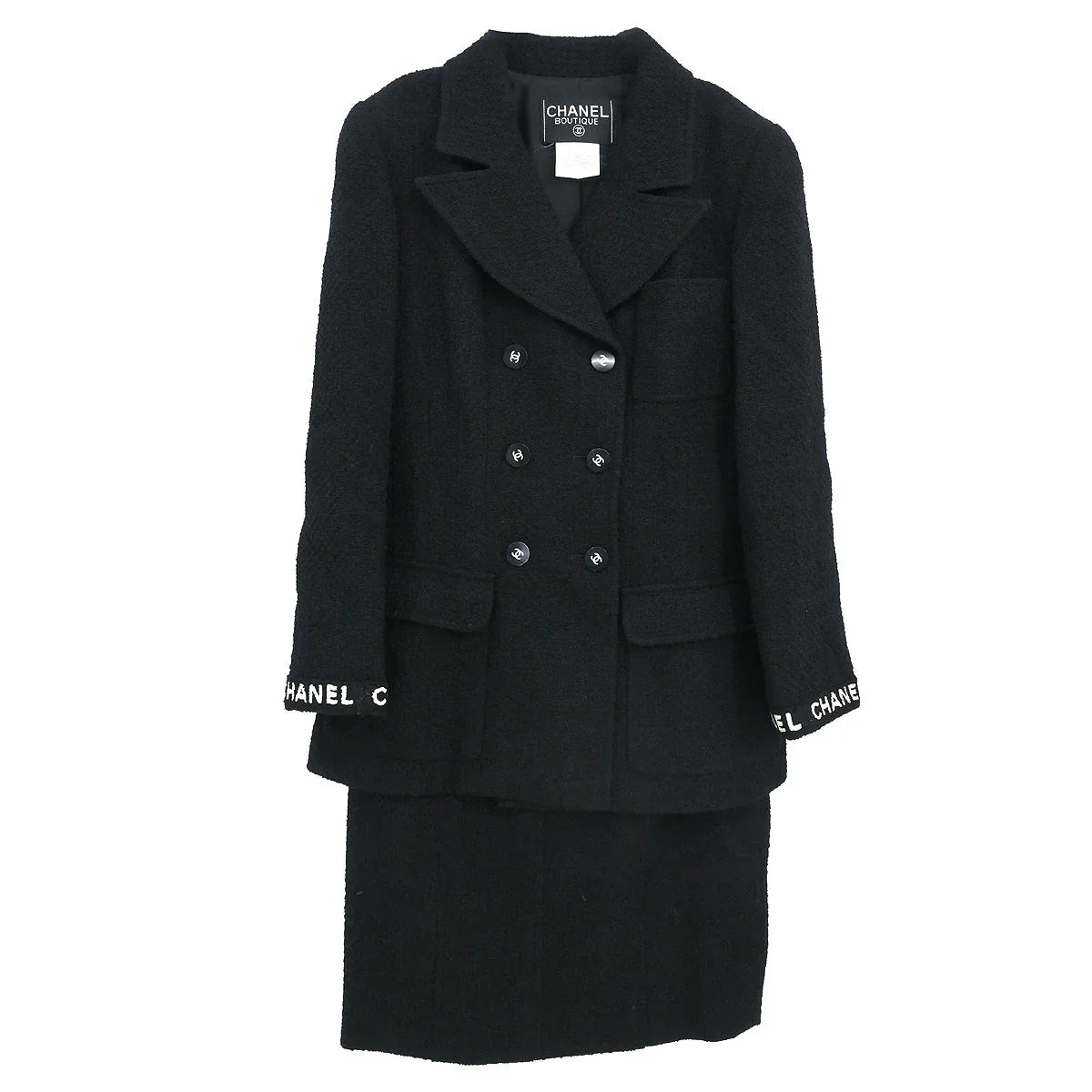 Chanel 1995 Setup Suit Jacket Skirt Black #38