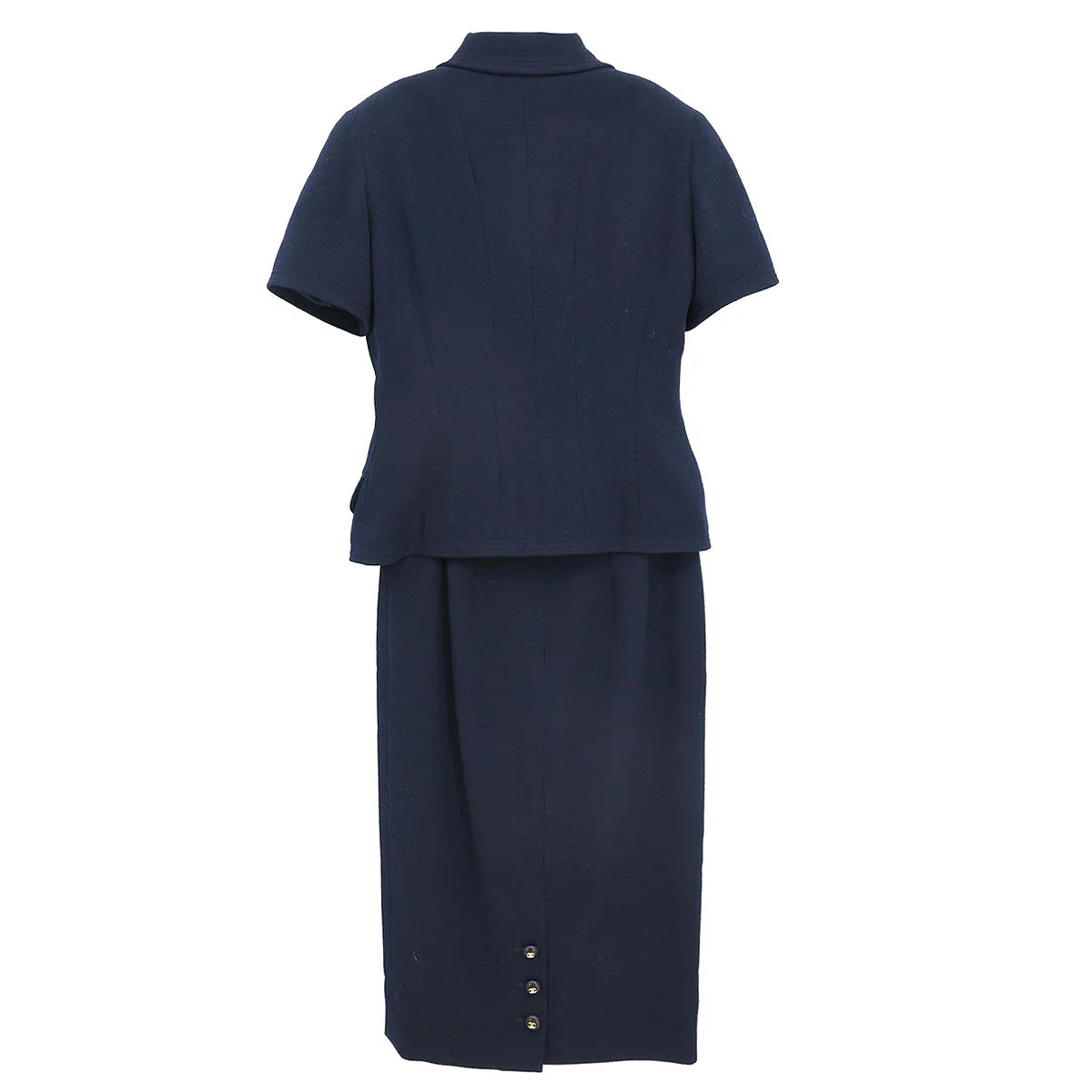 Chanel 1993 Setup Suit Jacket Skirt Navy #38