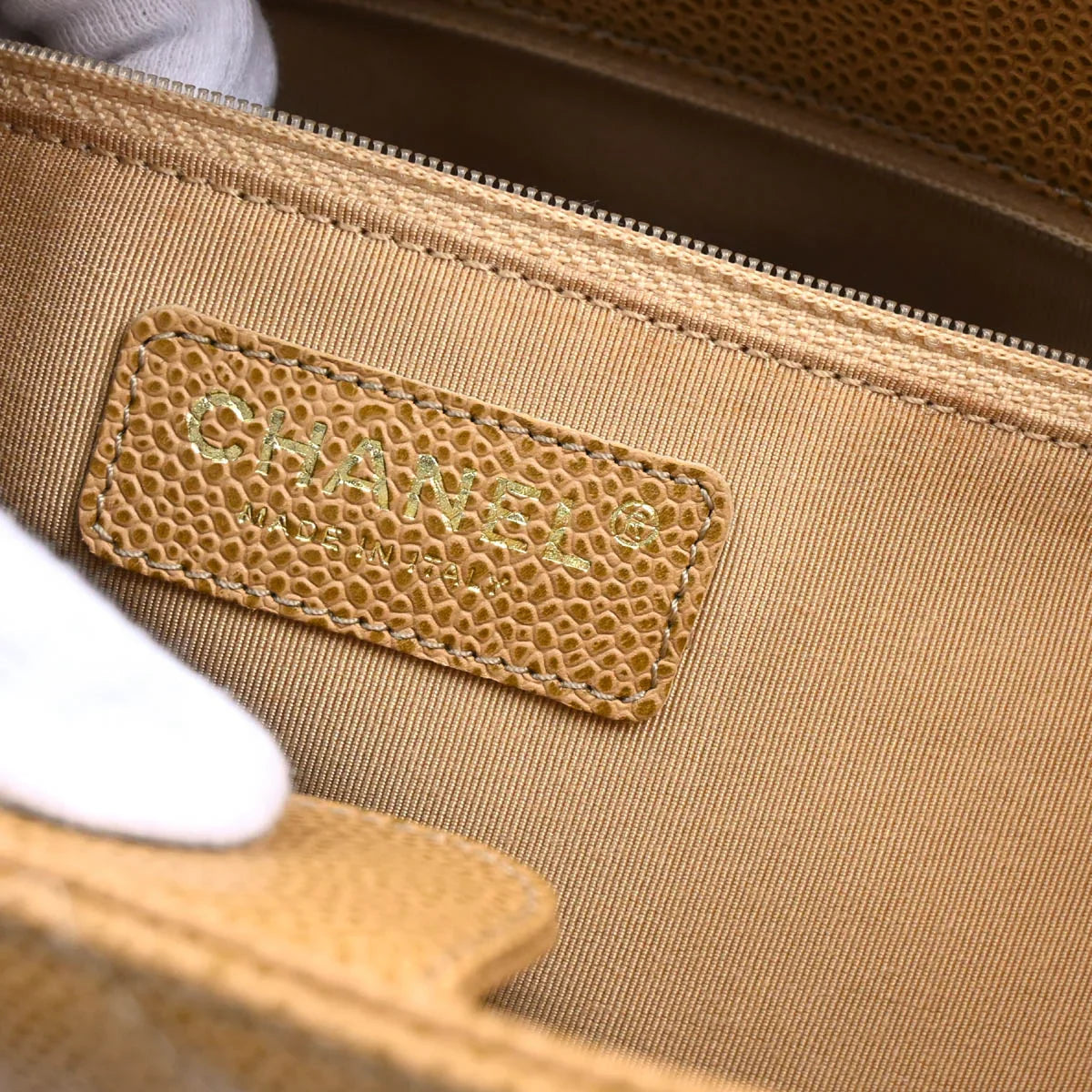 Chanel 2003-2004 Beige Caviar Petite Shopping Tote PST Chain Handbag
