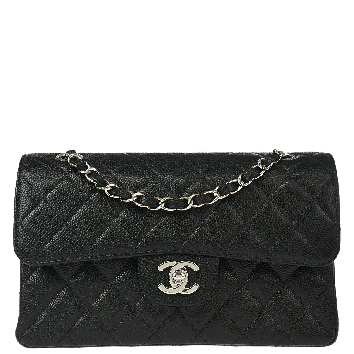 Chanel 2000-2001 Black Caviar Small Classic Double Flap Shoulder Bag