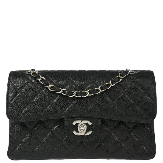 Chanel 2000-2001 Black Caviar Small Classic Double Flap Shoulder Bag