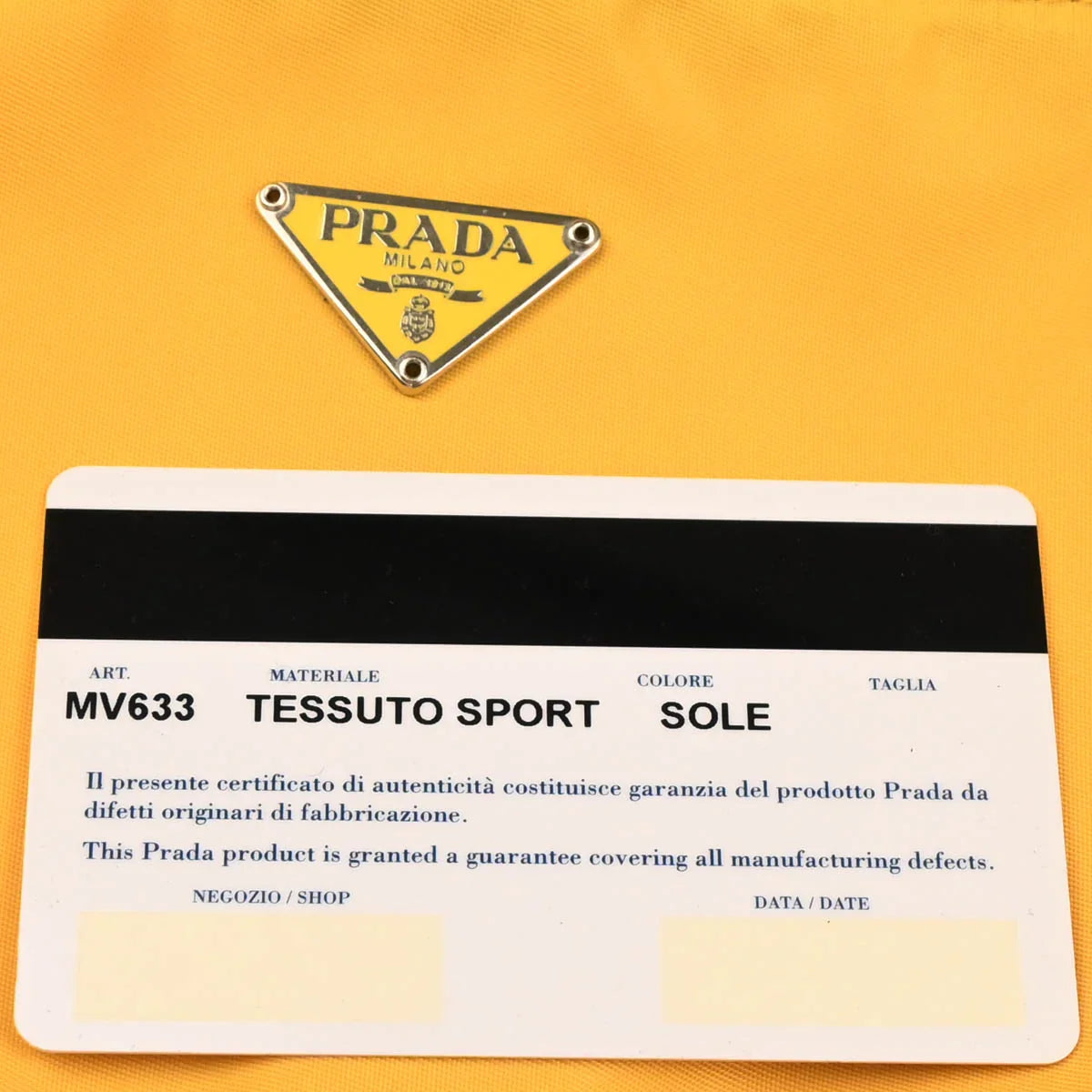 Prada Yellow Nylon Handbag