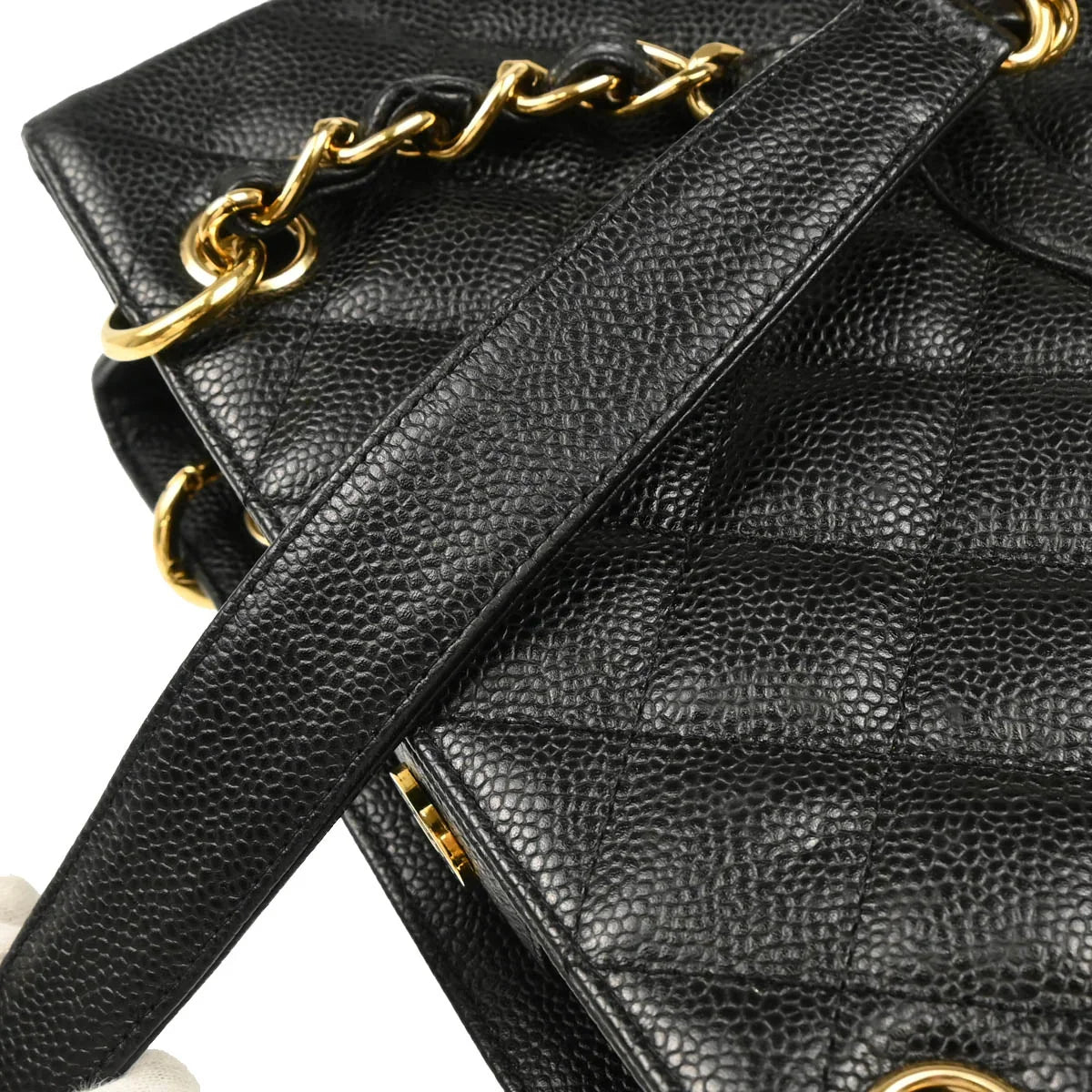 Chanel 2005-2006 Black Caviar Petite Shopping Tote PST Chain Handbag