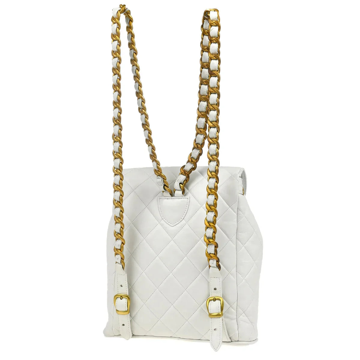 Chanel 1991-1994 White Lambskin Large Duma Backpack