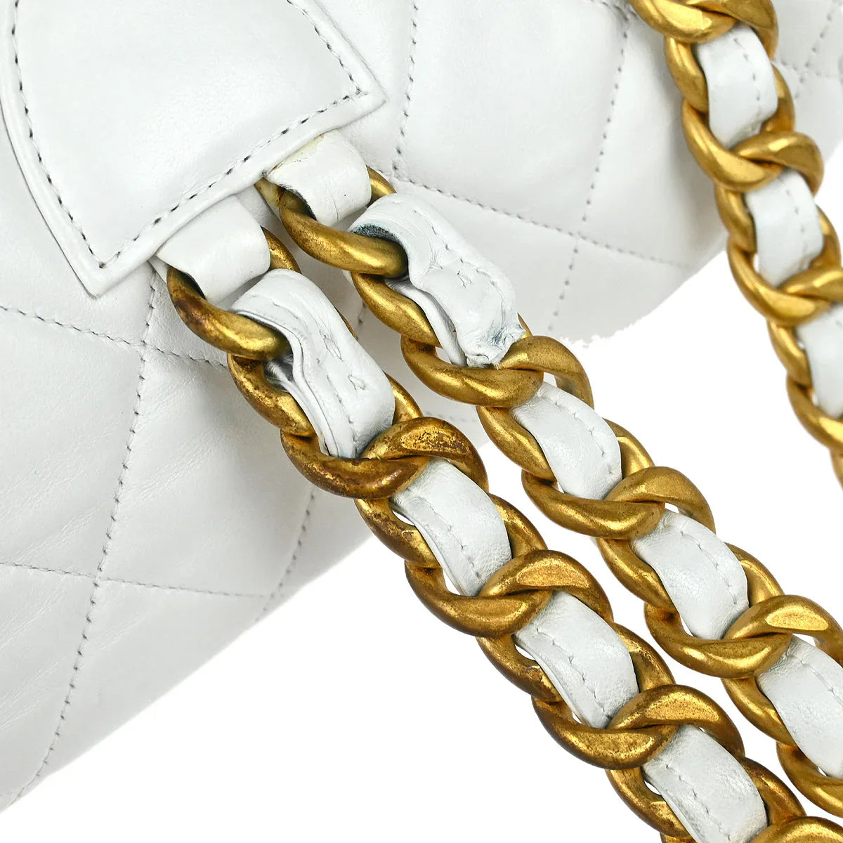 Chanel 1991-1994 White Lambskin Large Duma Backpack