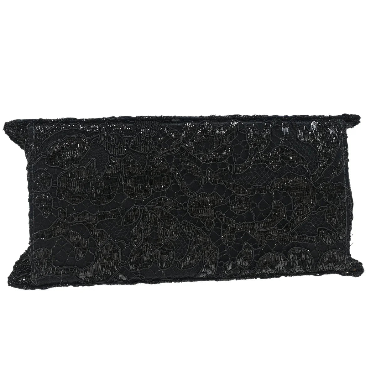 Chanel 1997-1999 Black Satin Lace Double Sided Turnlock Handbag