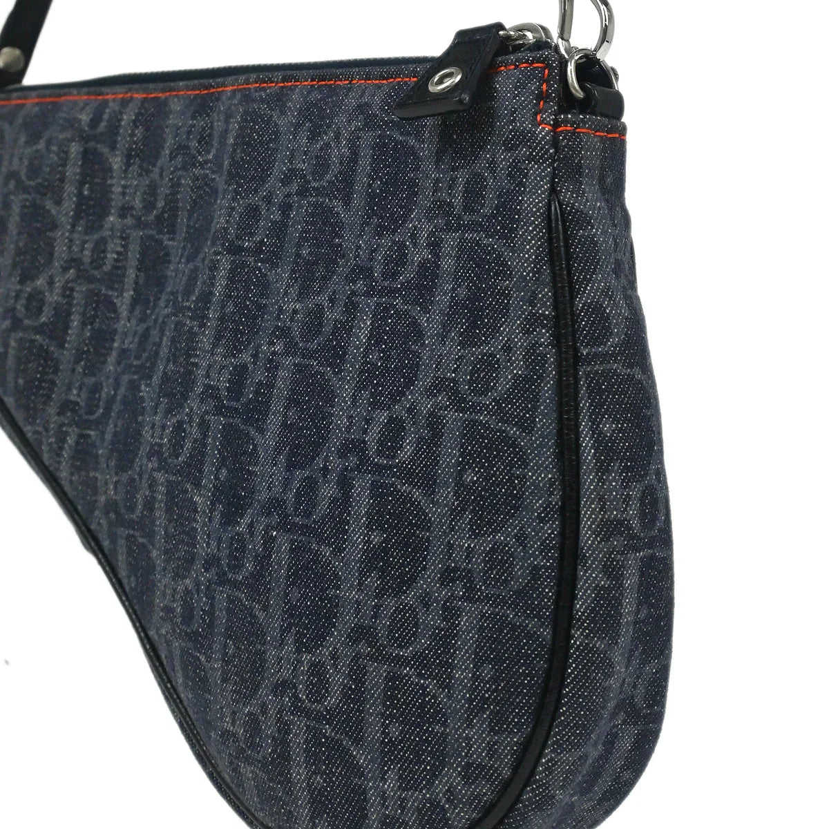 Christian Dior 2005 Navy Denim Trotter Saddle Handbag