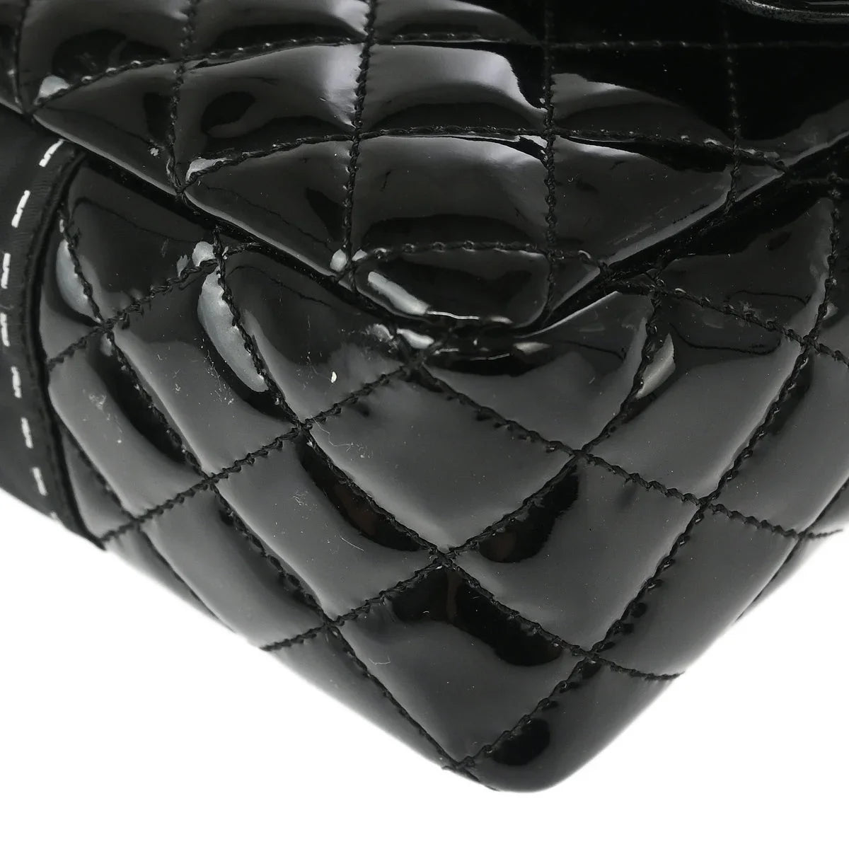 Chanel 2006-2008 Black Patent Leather Single Flap Shoulder Bag