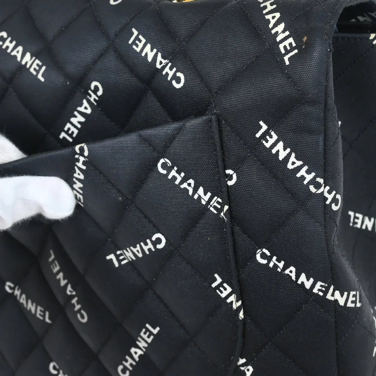 Chanel 1994-1996 Black Canvas Maxi Classic Flap Shoulder Bag