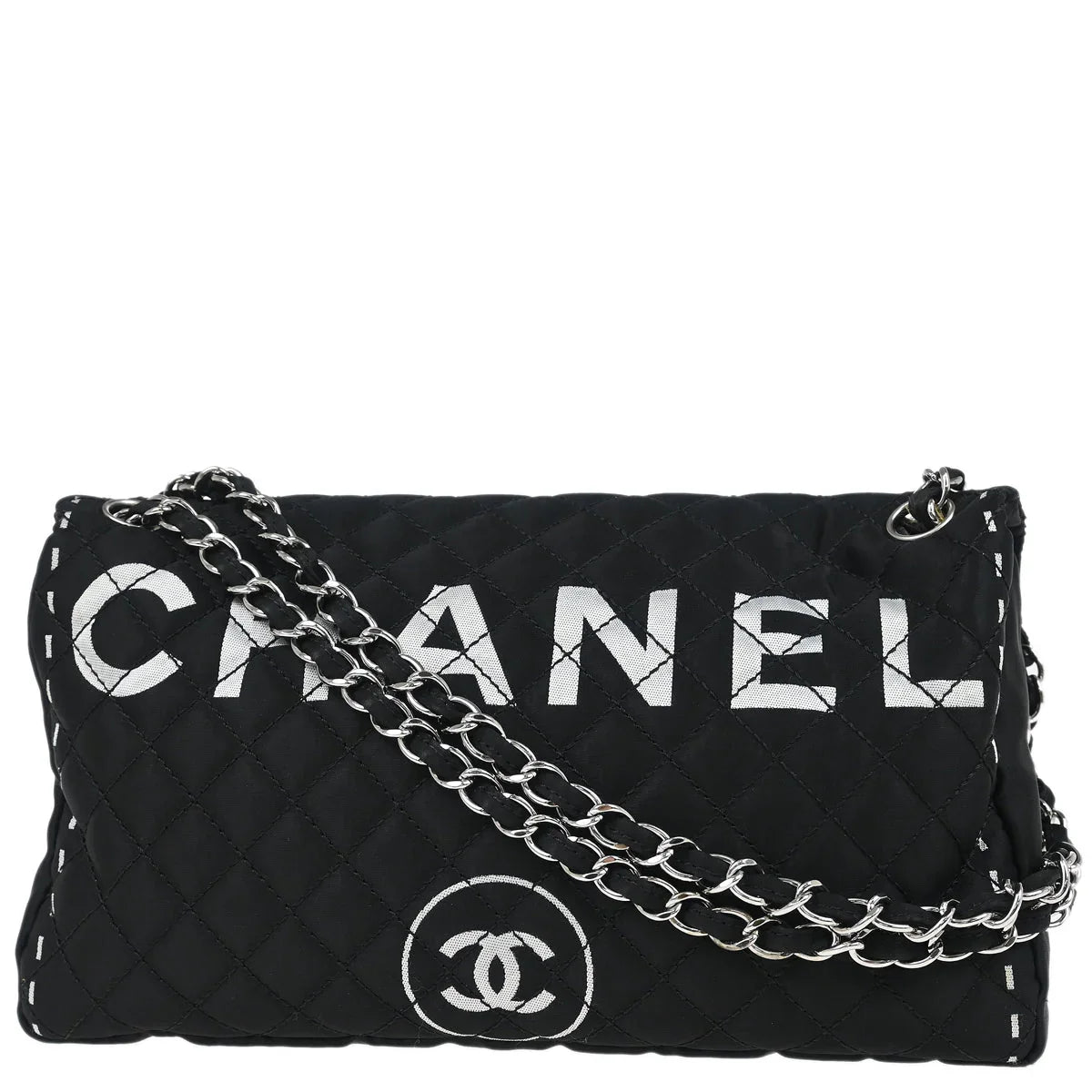 Chanel 2006-2008 Black Satin Shoulder Bag