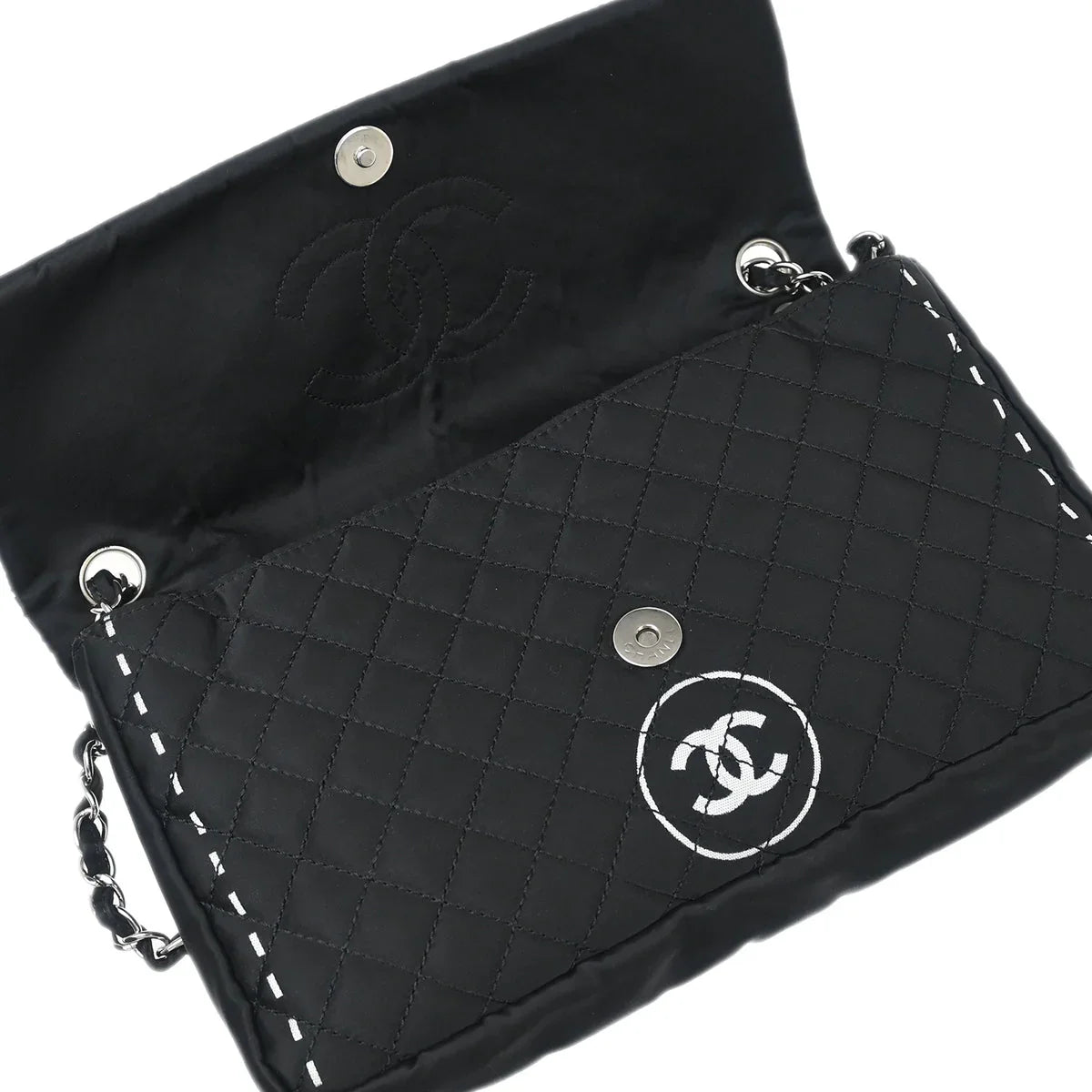Chanel 2006-2008 Black Satin Shoulder Bag