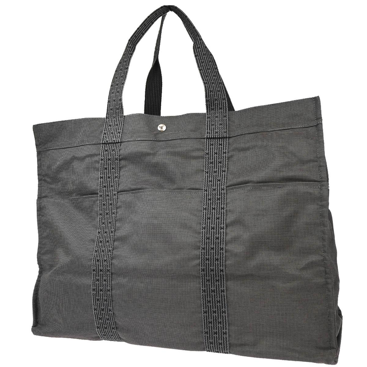 Hermes Gray Canvas Herline Tote TGM Handbag