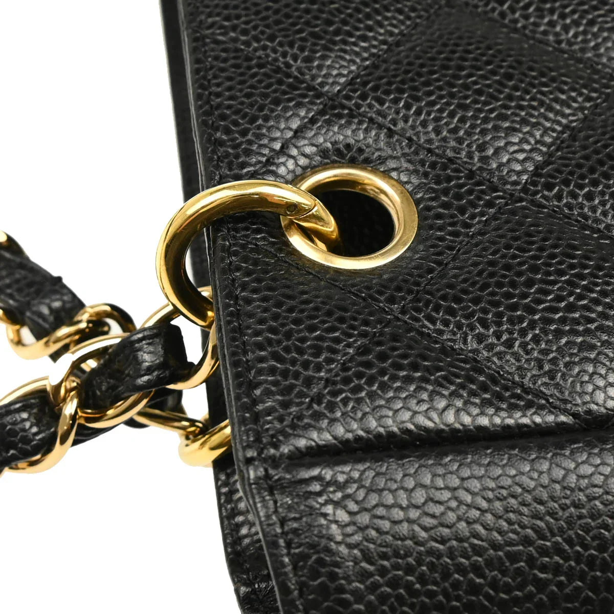 Chanel 2004-2005 Black Caviar Petite Shopping Tote PST Chain Handbag