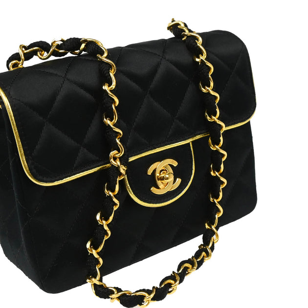 日本全国送料無料商品 | 特集 | Chanel 1989-1991 Black Satin Mini Classic Square Flap バッグ