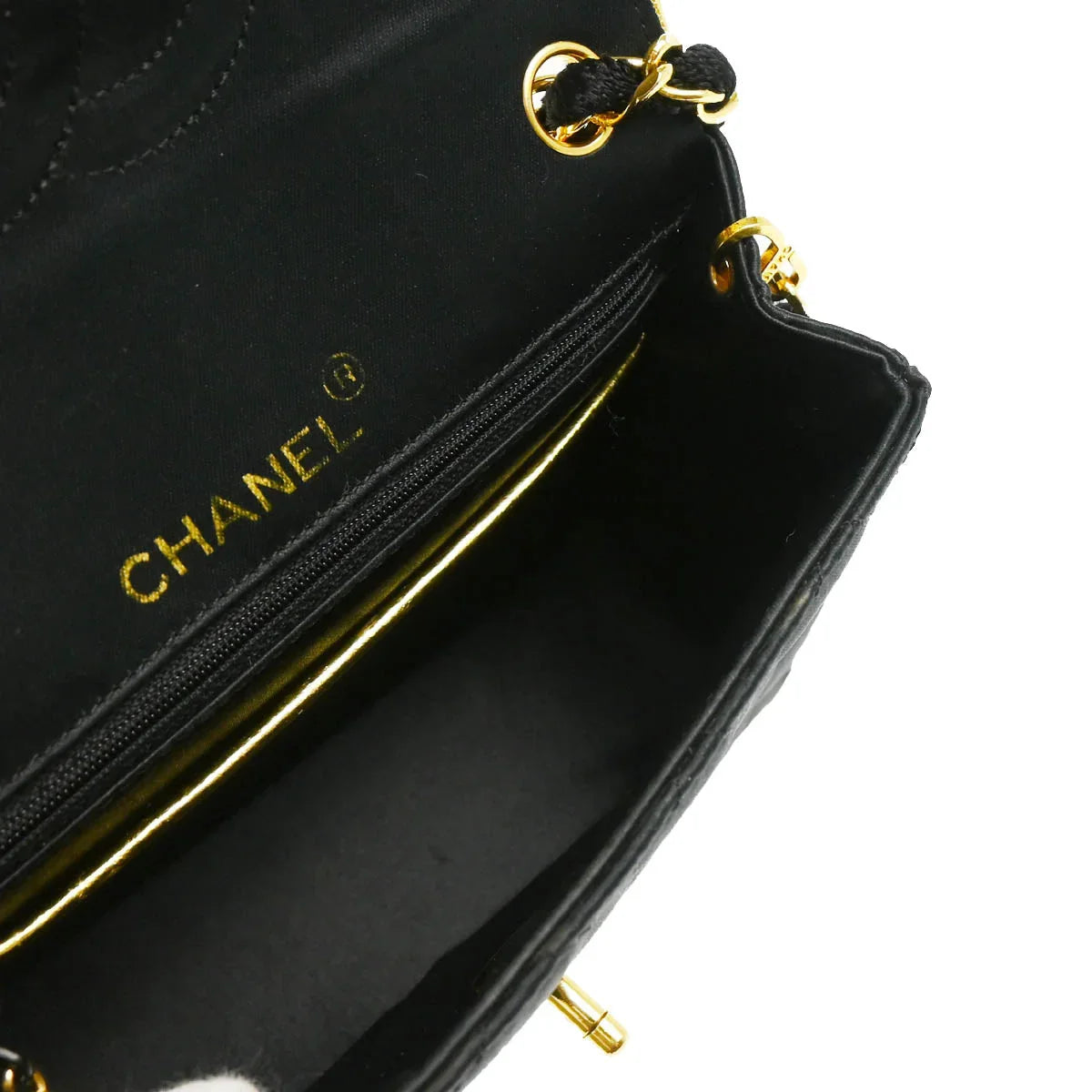 Chanel 1989-1991 Black Satin Mini Classic Square Flap Shoulder Bag 17