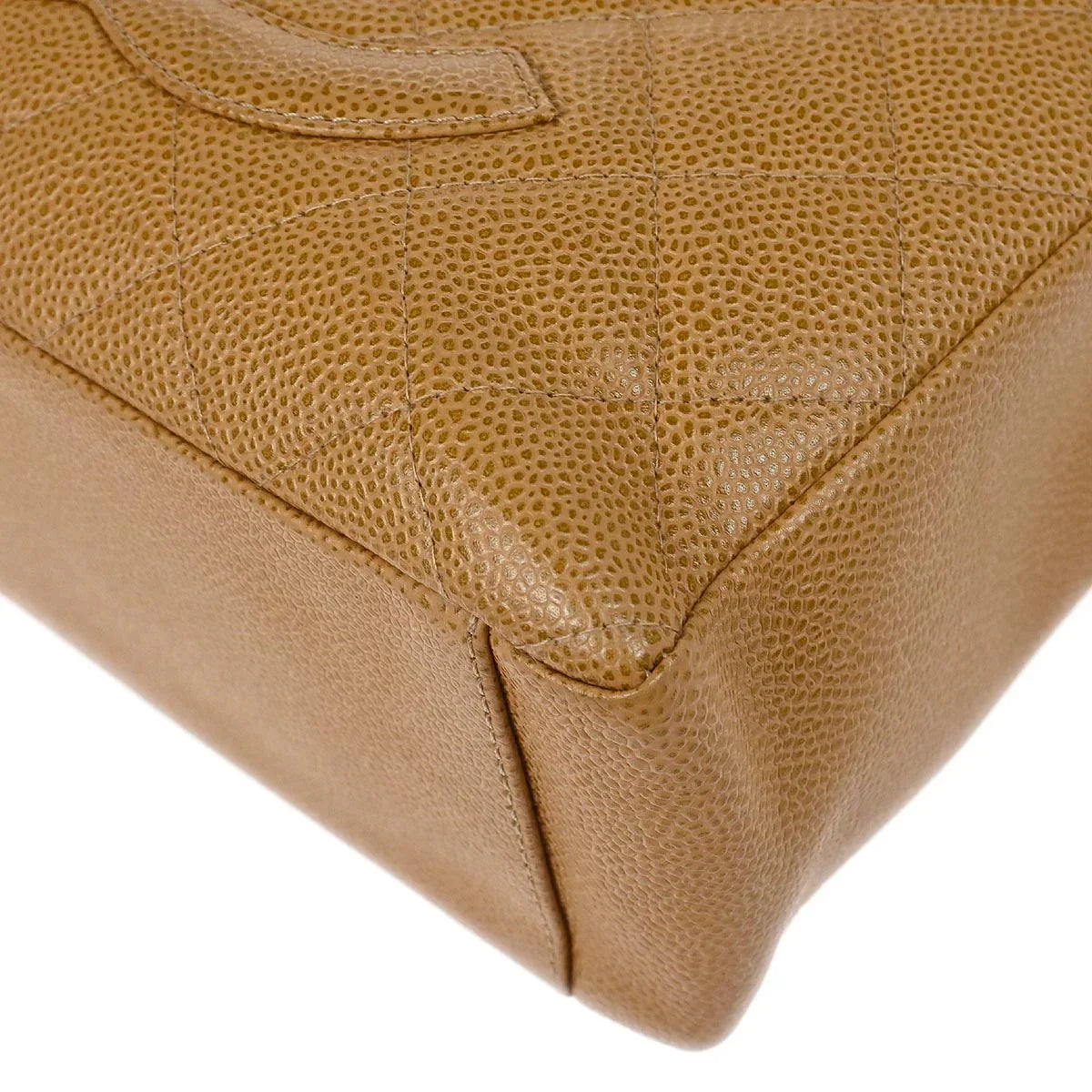 Chanel 2003-2004 Beige Caviar Petite Shopping Tote PST Chain Handbag