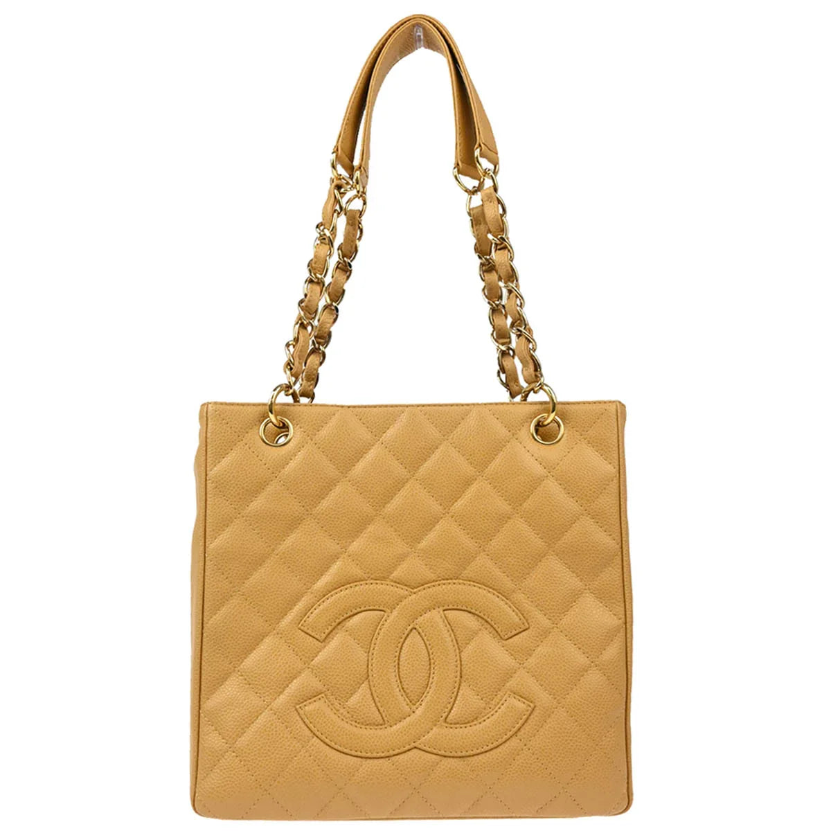 Chanel Beige Caviar Petite Shopping Tote PST Chain Handbag