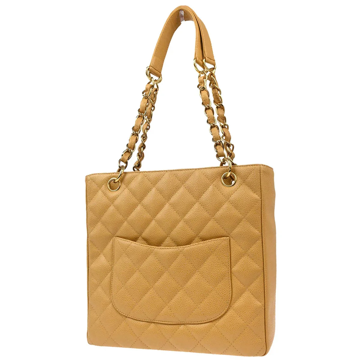 Chanel Beige Caviar Petite Shopping Tote PST Chain Handbag