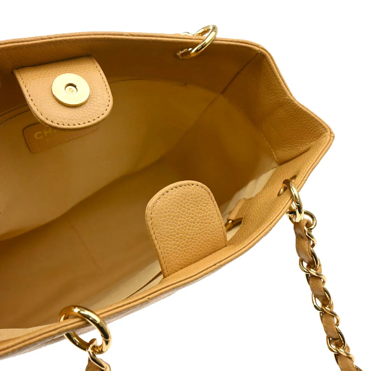 Chanel Beige Caviar Petite Shopping Tote PST Chain Handbag