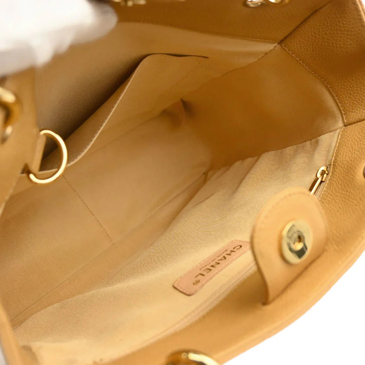 Chanel Beige Caviar Petite Shopping Tote PST Chain Handbag