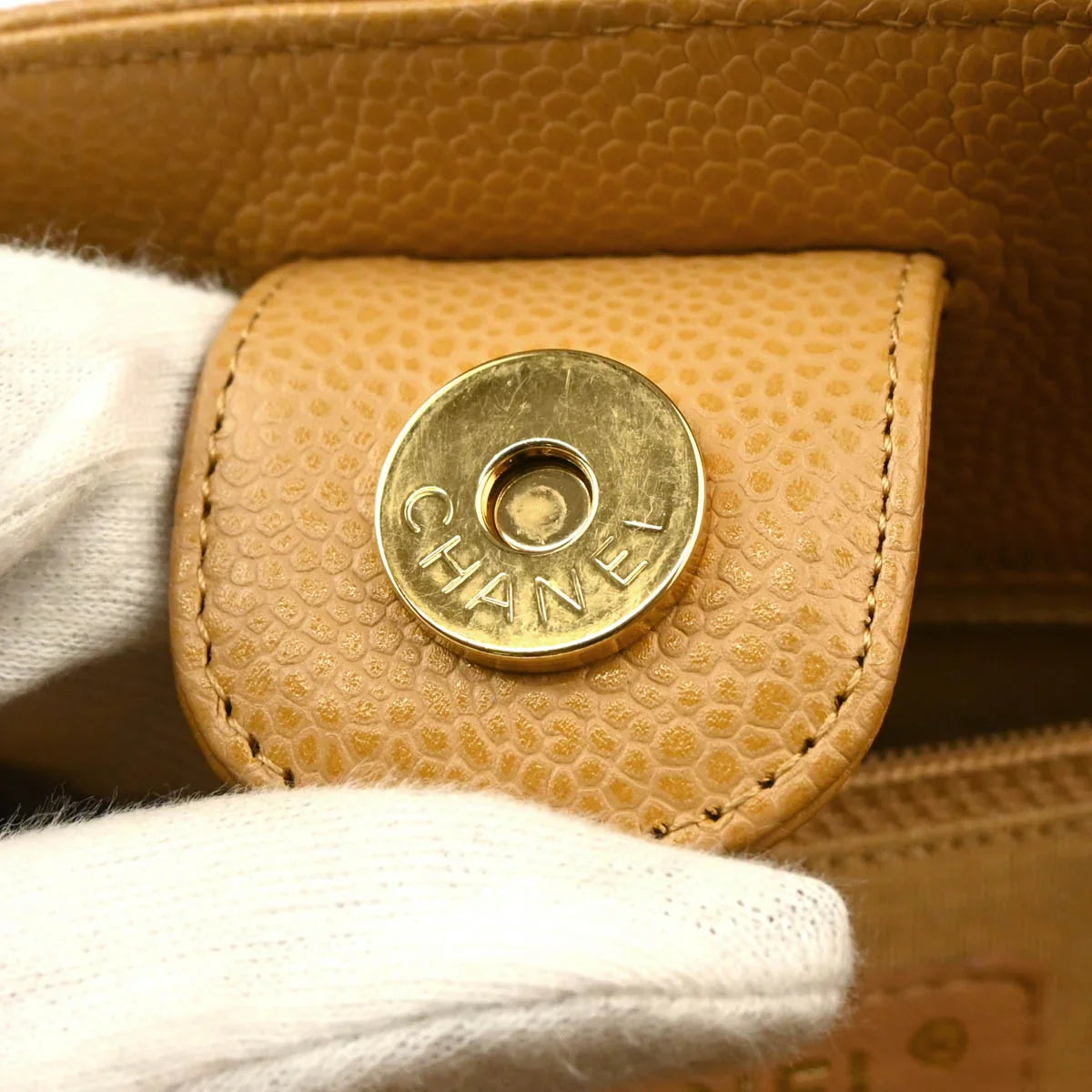 Chanel Beige Caviar Petite Shopping Tote PST Chain Handbag