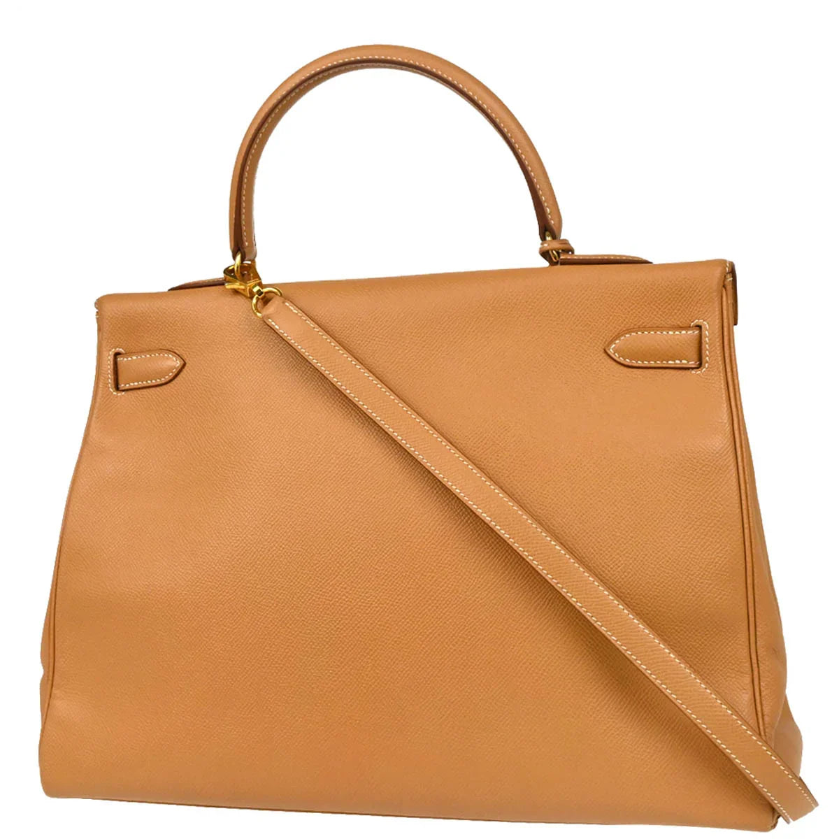 Hermes 1997 Natural Courchevel Kelly 35 Retourne 2way Shoulder Handbag