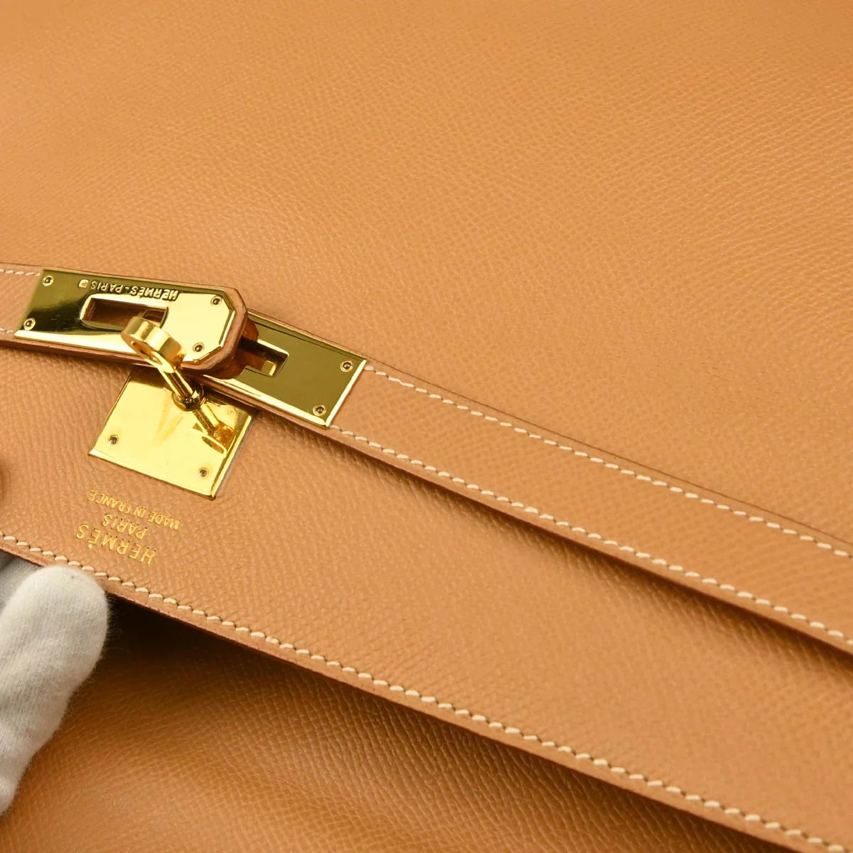 Hermes 1997 Natural Courchevel Kelly 35 Retourne 2way Shoulder Handbag