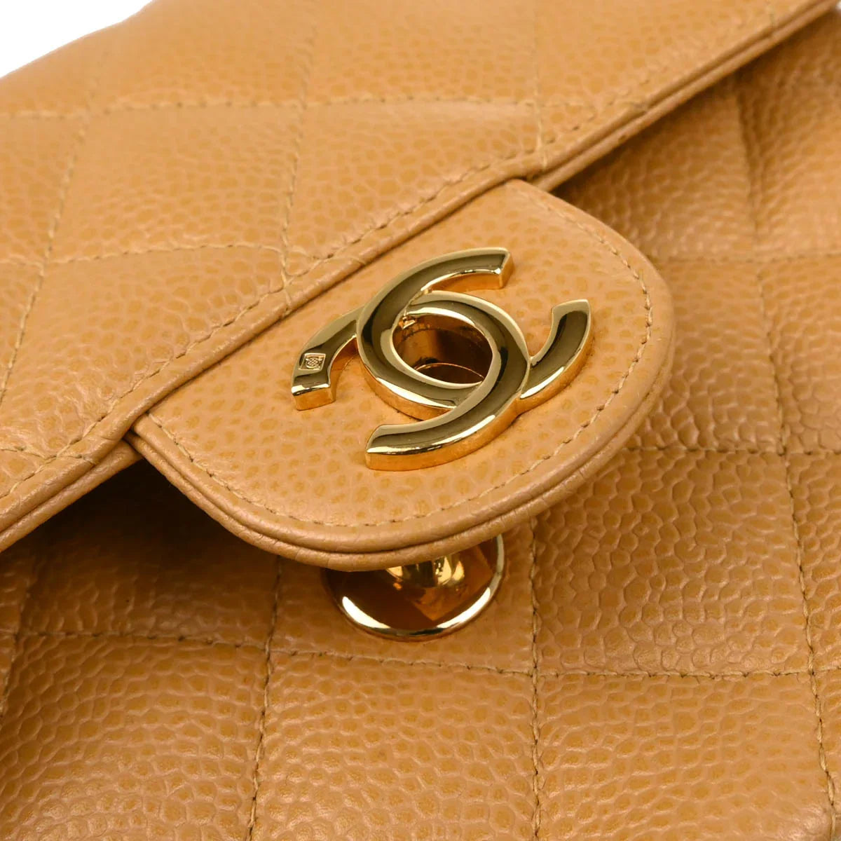 Chanel 2005-2006 Beige Caviar Mini Classic Square Flap Shoulder Bag 17