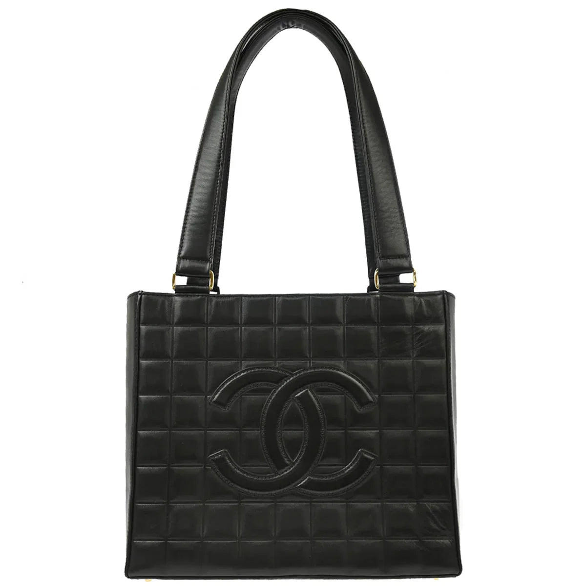 Chanel 2001-2003 Black Lambskin Choco Bar Handbag