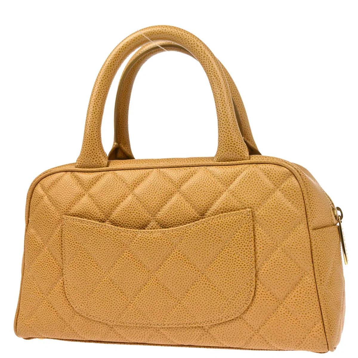 Chanel 2003-2004 Beige Caviar Bowling Bag 27