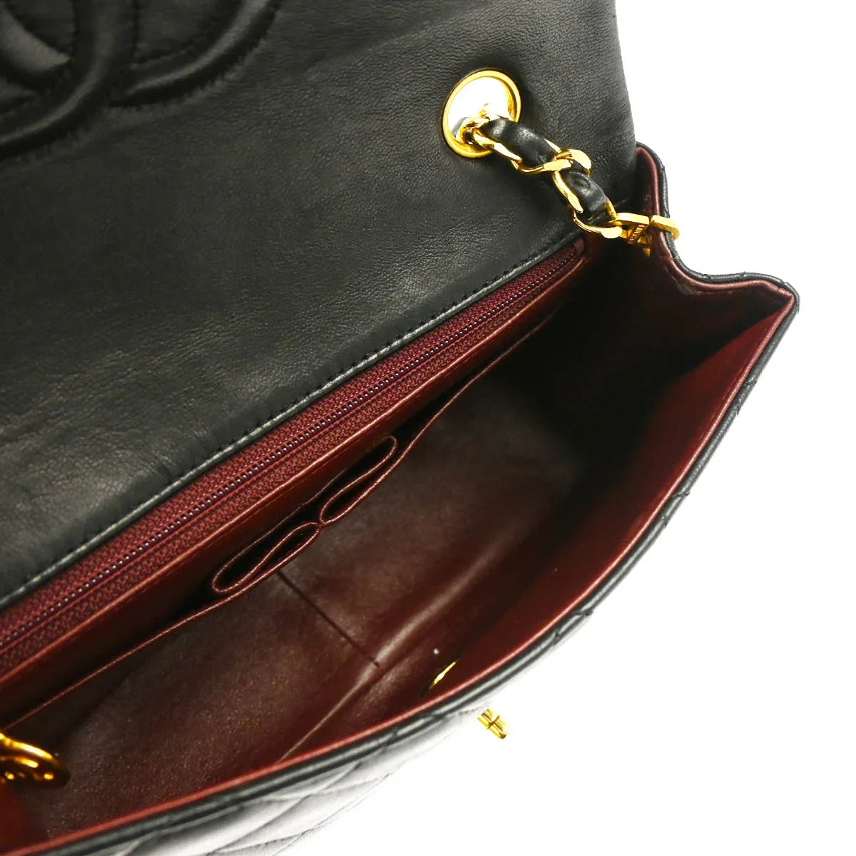 Chanel 1989-1991 Black Lambskin Classic Square Flap Shoulder Bag 20