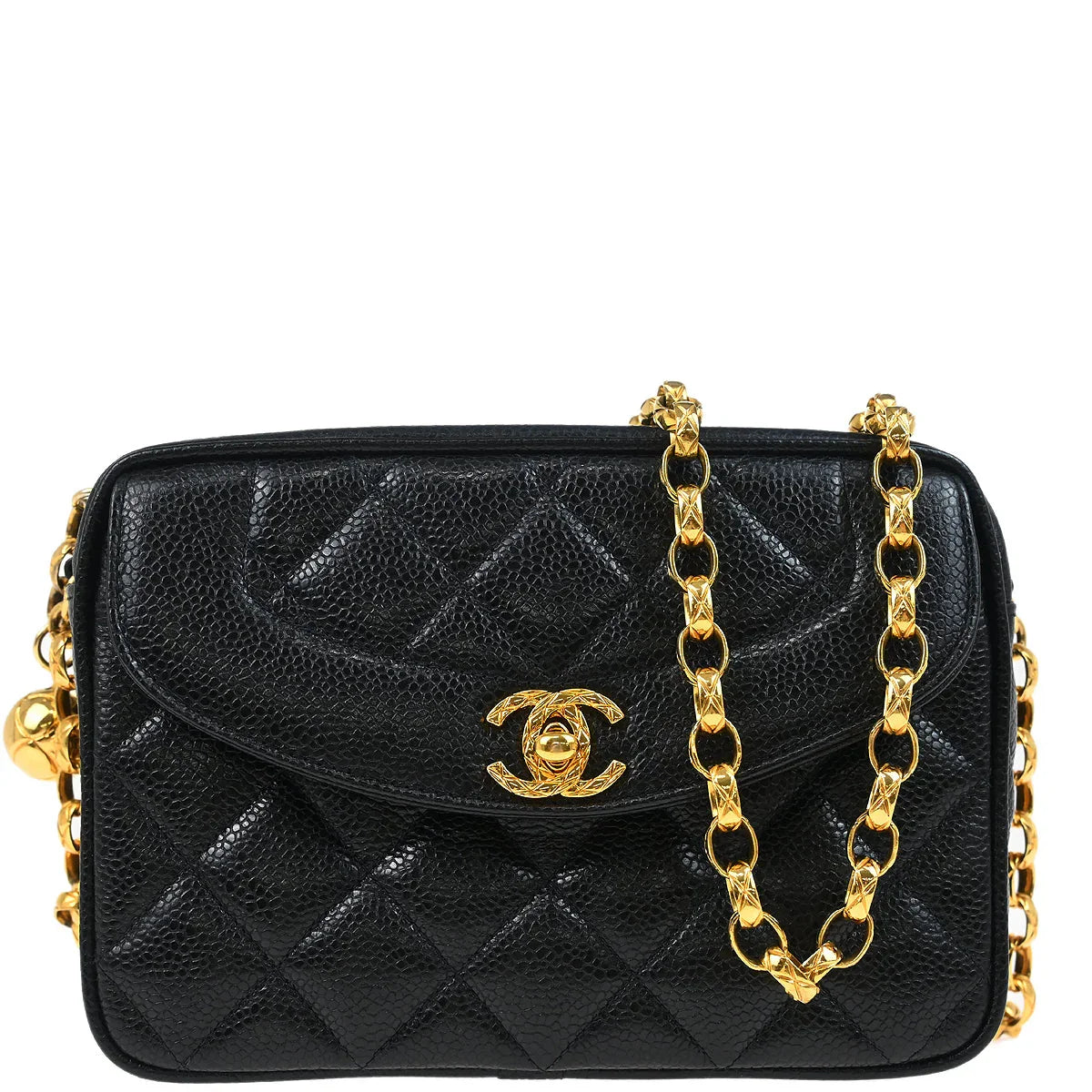 Chanel 1991-1994 Black Caviar Camera Bag Mini