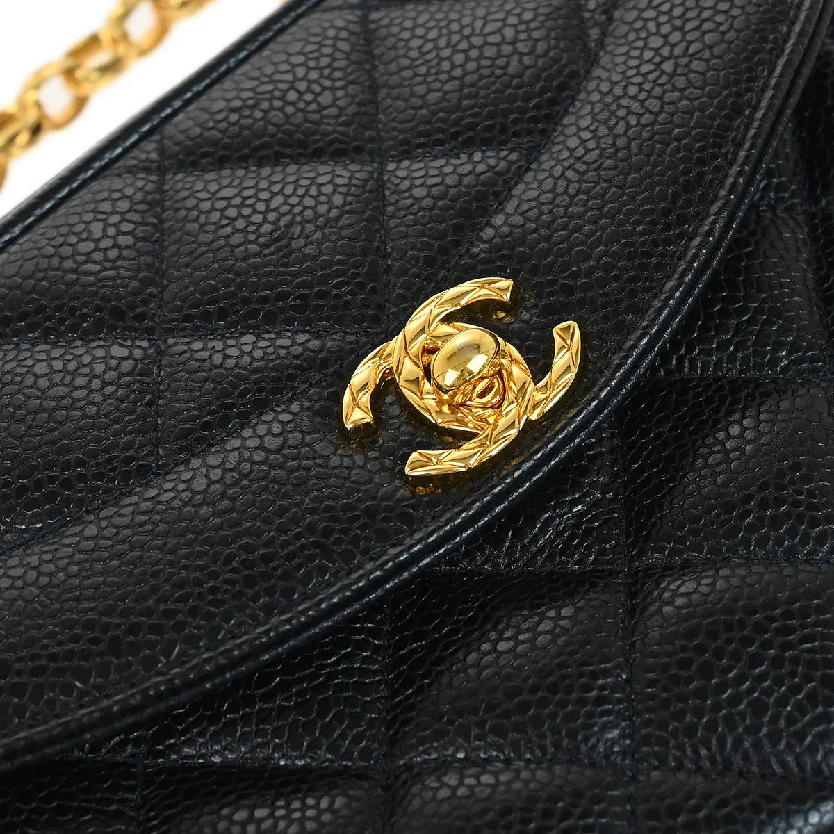 Chanel 1991-1994 Black Caviar Camera Bag Mini