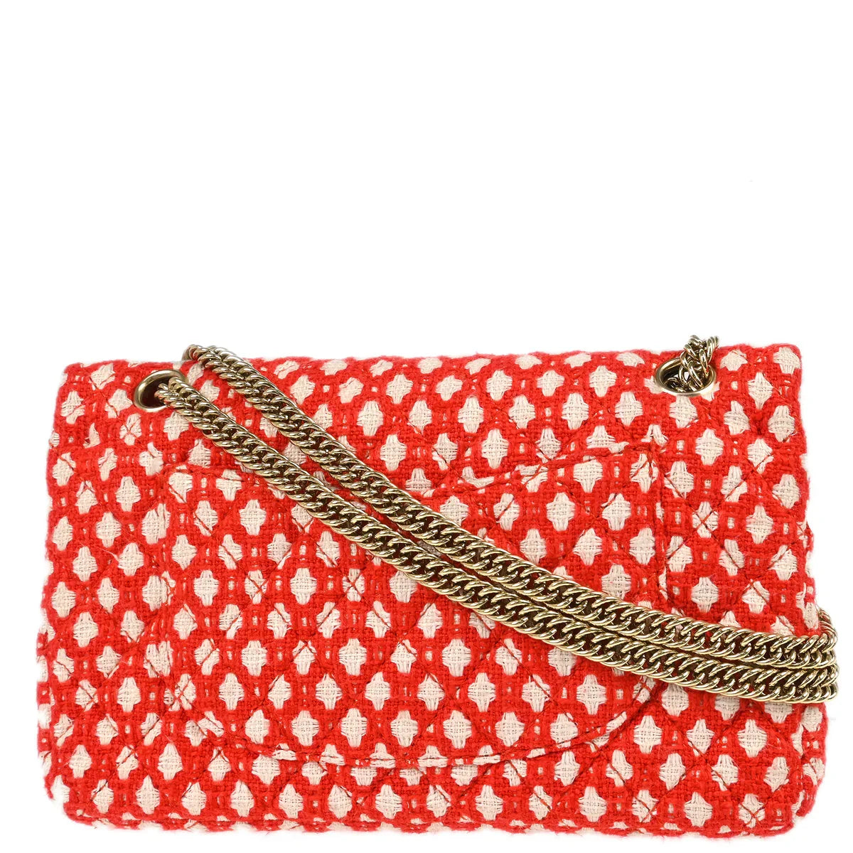 Chanel 2008-2009 Red Cotton Medium Classic Double Flap Shoulder Bag
