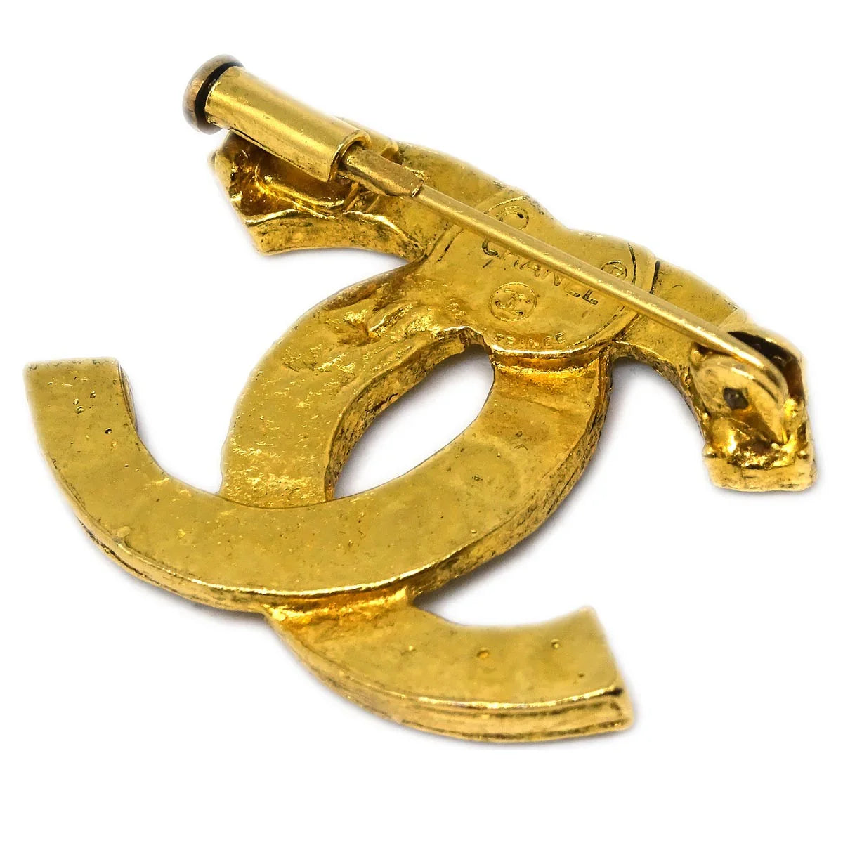 Chanel CC Brooch Pin Gold Rhinestone