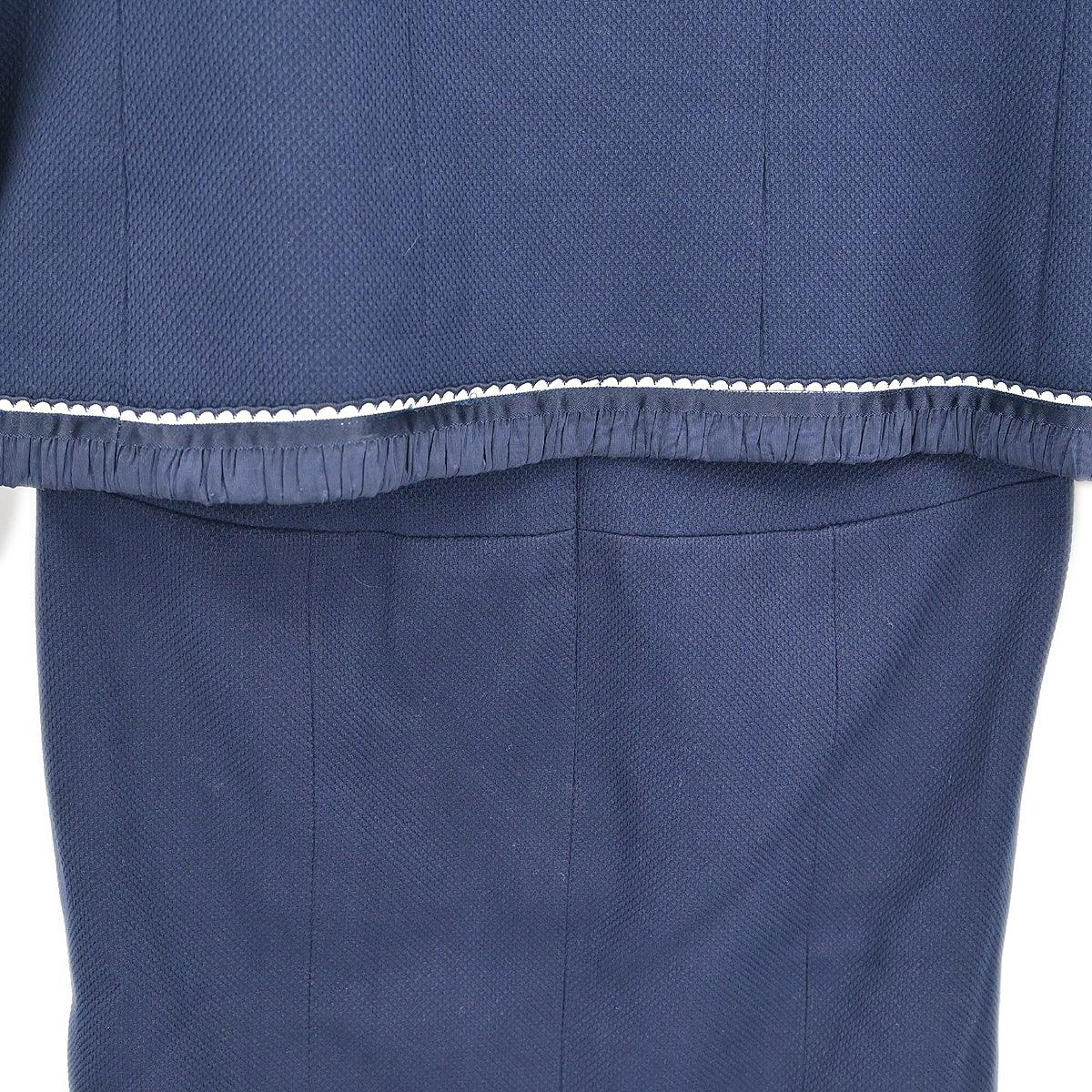 Chanel Setup Suit Jacket Skirt Navy P294 #38
