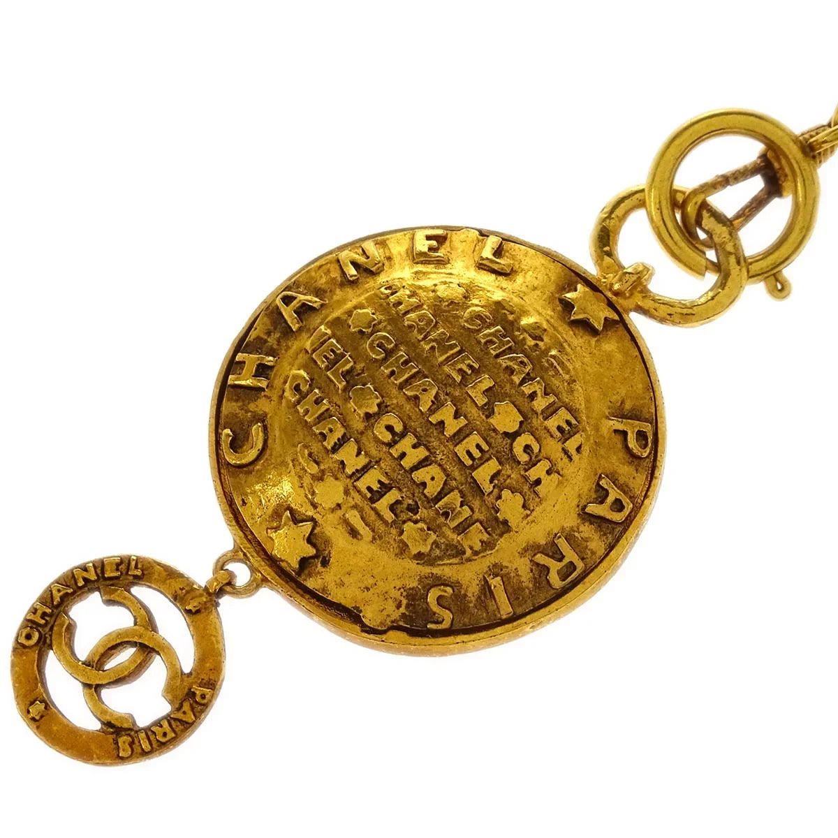 Chanel Chain Pendant Mirror Necklace Gold 28