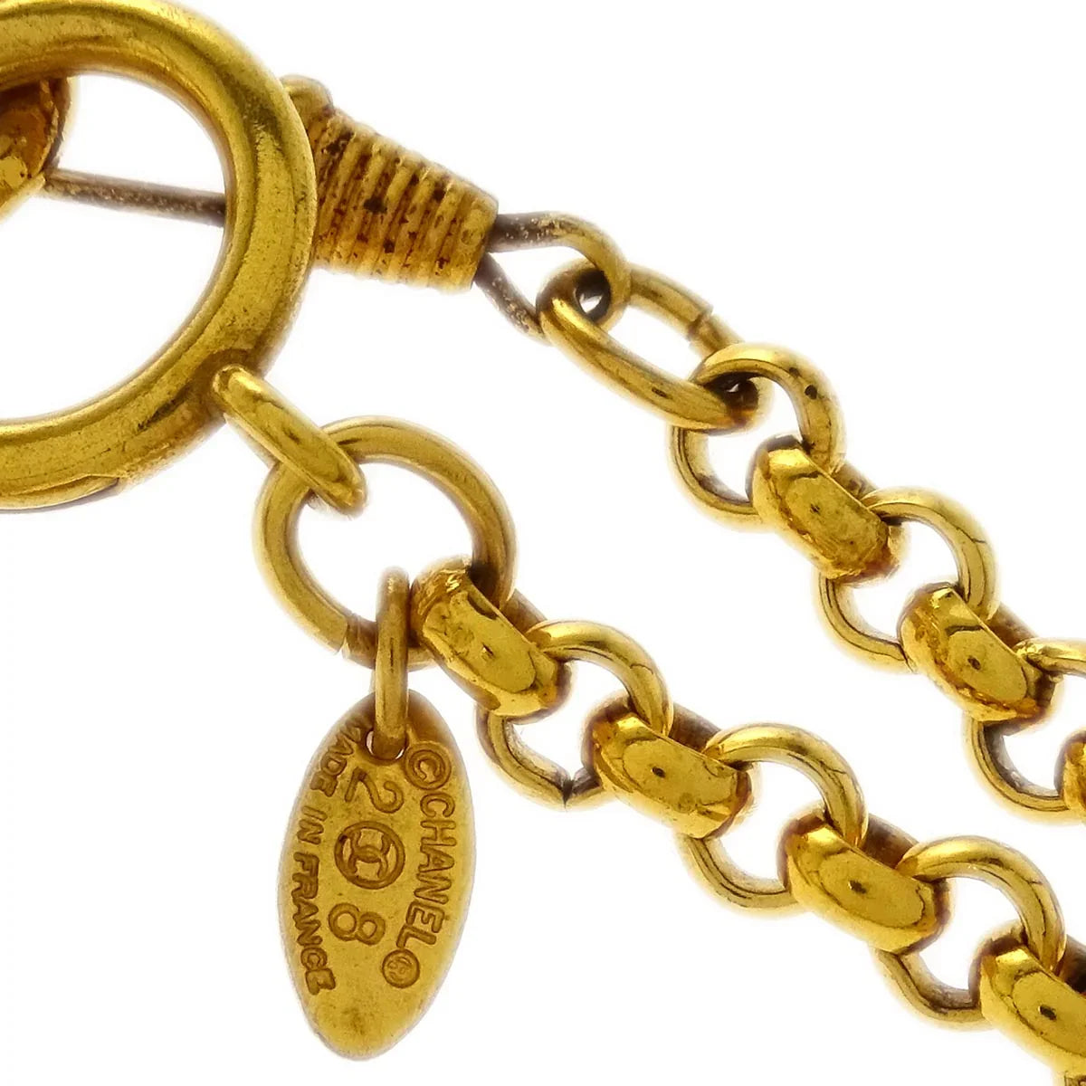 Chanel Chain Pendant Mirror Necklace Gold 28