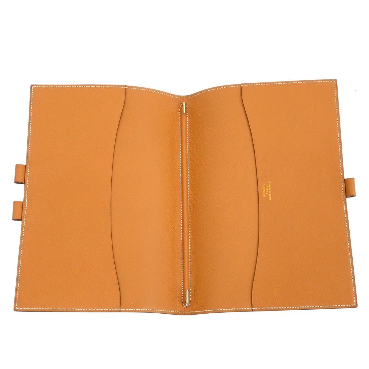 Hermes 1991 Gold Courchevel Vision Agenda Note Book Cover Small Good